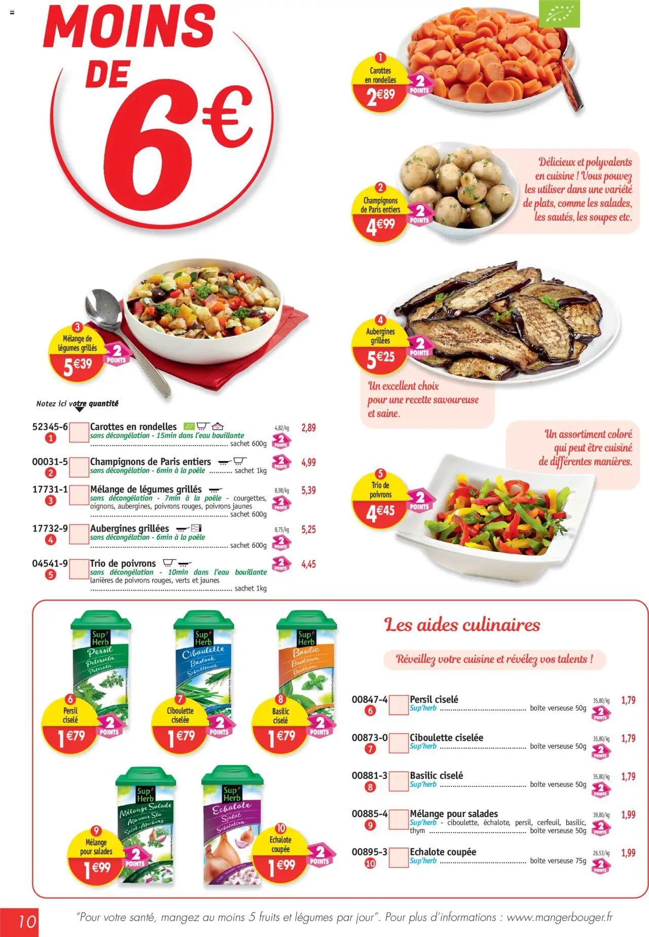  | Page: 10 | Produits: Salade, Poêle, Échalote, Persil