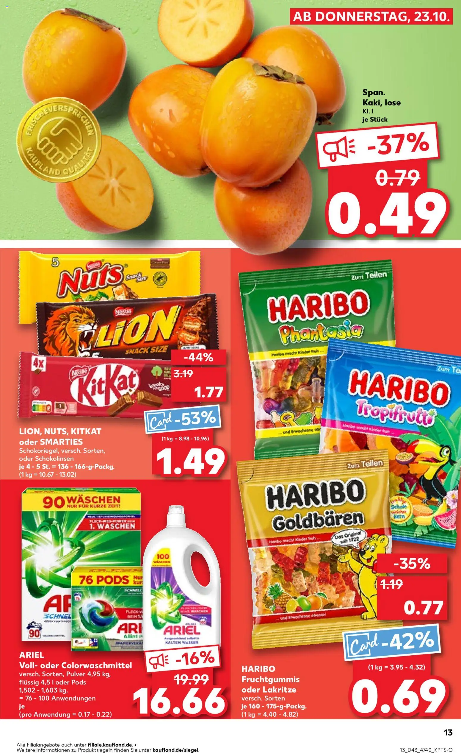 Kaufland prospekt Hannover	 – gültig ab 26.10.2025 | Seite: 13 | Produkte: Haribo, Ariel, Smarties, Wasser
