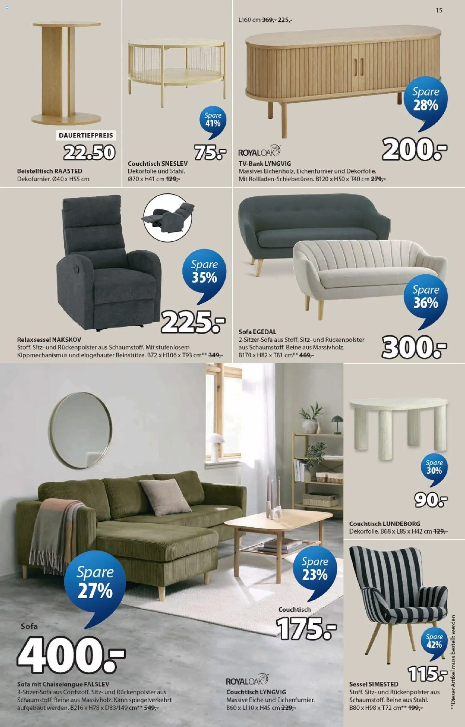 JYSK aktionen – gültig ab 28.04.2026 | Seite: 15 | Produkte: Sofa, Couchtisch, Beistelltisch, Relaxsessel