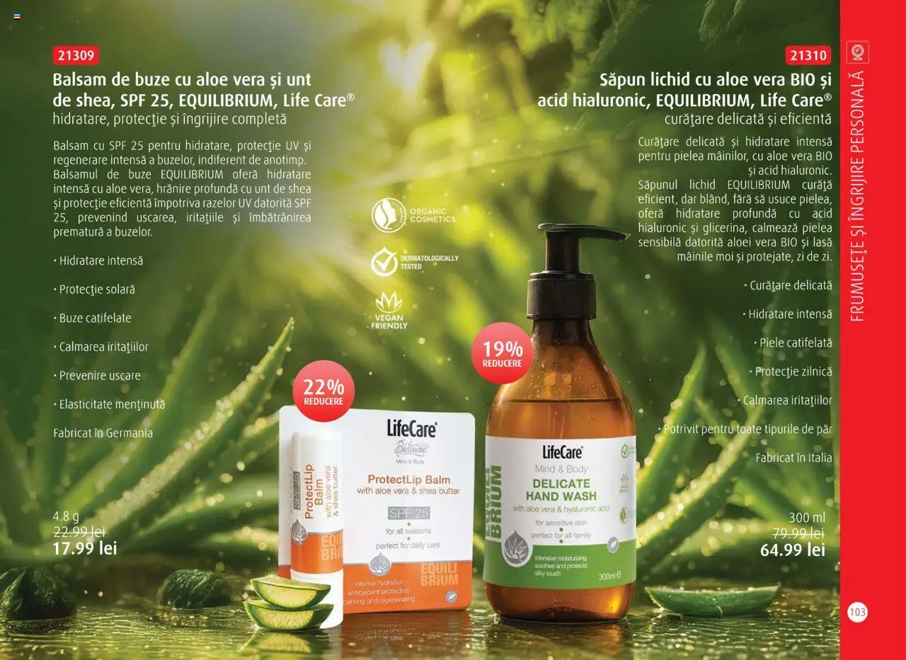 Noul catalog Life Care – valabil de la 01.10.2025 | Pagină: 105 | Produse: Aloe vera, Unt, Săpun, Săpun lichid