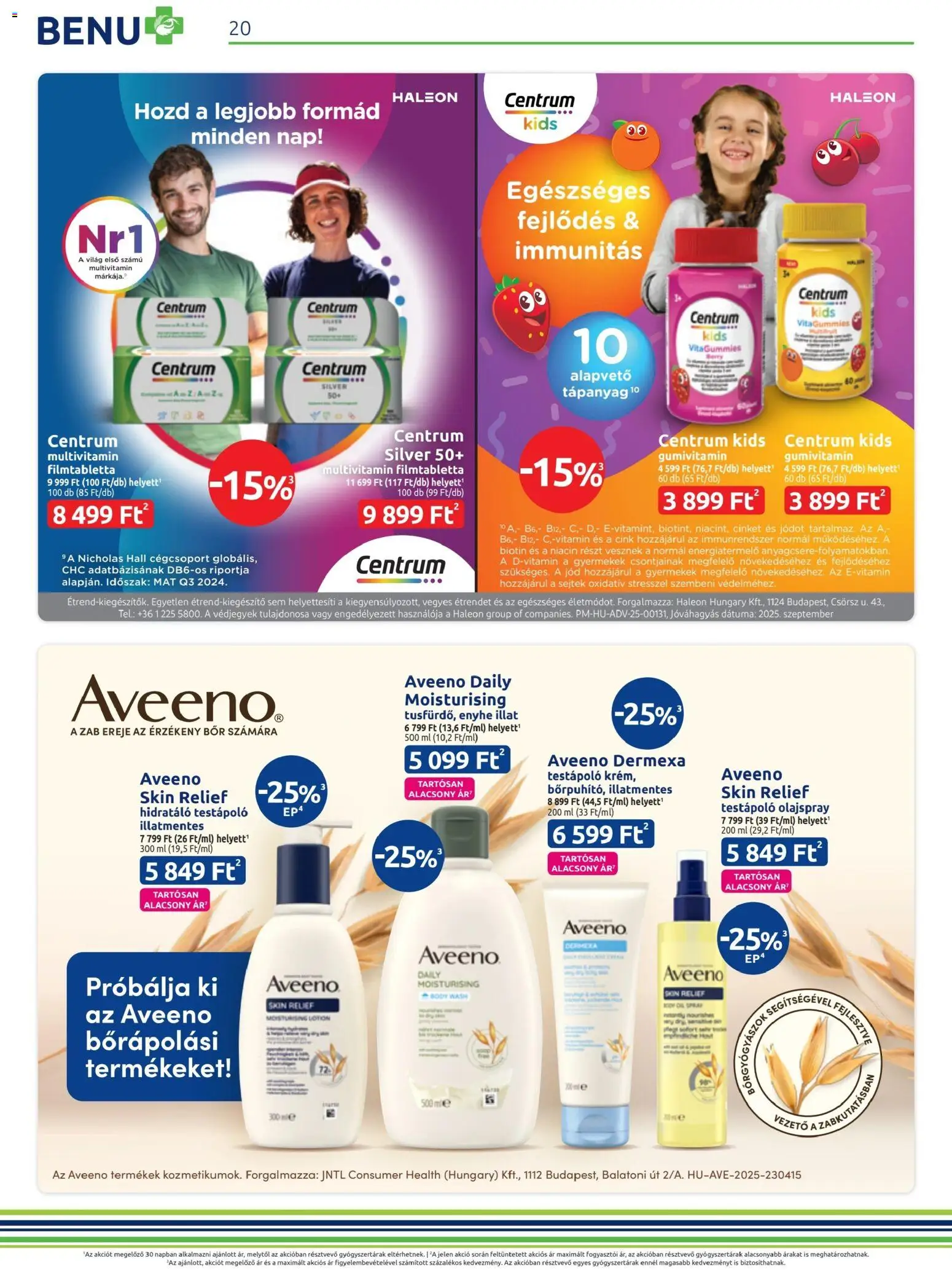 BENU Gyógyszertárak akciós ujság - amely érvényes a következő dátumtól: 01.11.2025 | Oldal: 20 | Termékek: Body, Bor, Testápoló, Multivitamin