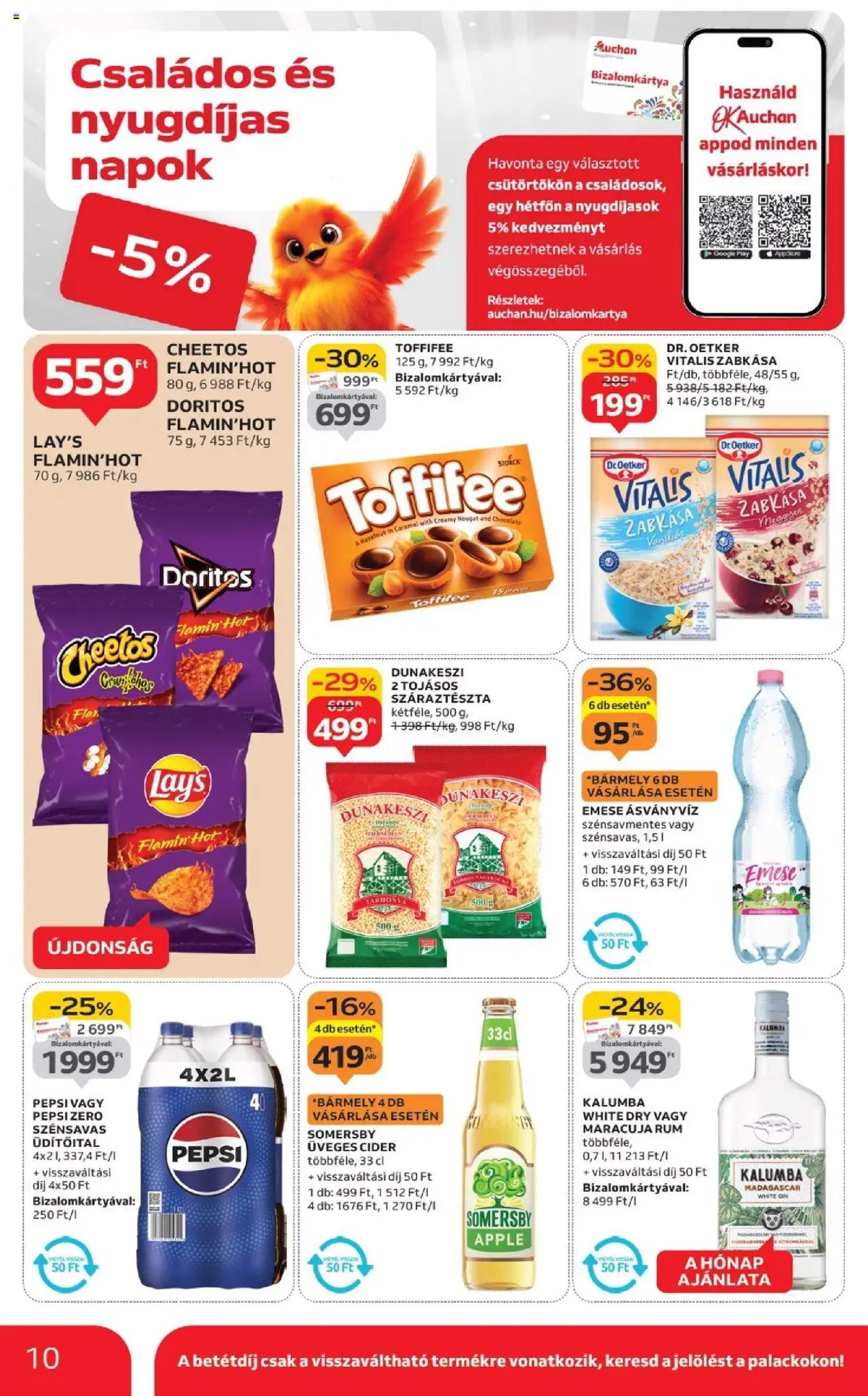 Auchan akciós ujság - amely érvényes a következő dátumtól: 25.09.2025 | Oldal: 10 | Termékek: Cider, Ásványvíz, Gin, Száraztészta