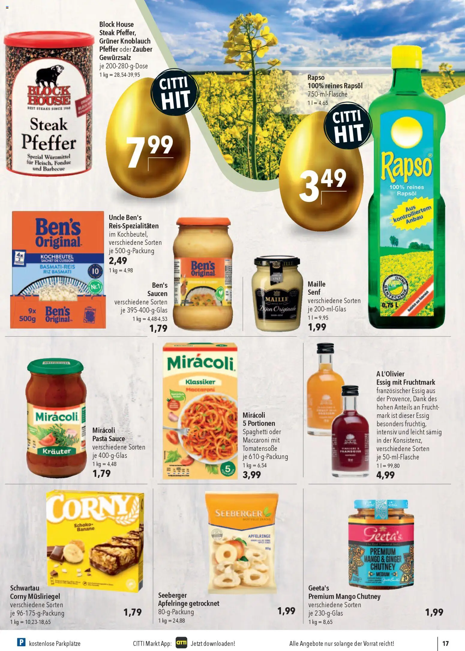 CITTI Markt Prospekt 	 – gültig ab 01.04.2026 | Seite: 17 | Produkte: Basmatireis, Rapsöl, Pfeffer, Steak