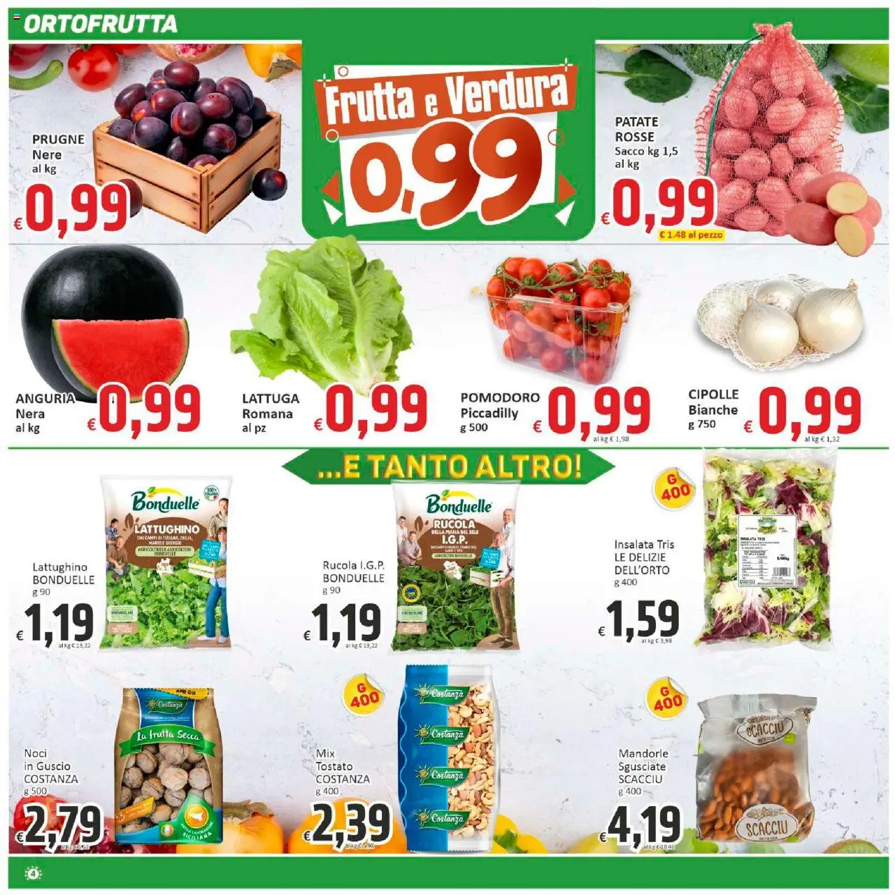 Volantino Paghi Poco del 19.08.2025 | Pagina: 4 | Prodotti: Rucola, Cipolle, Mandorle, Lattuga