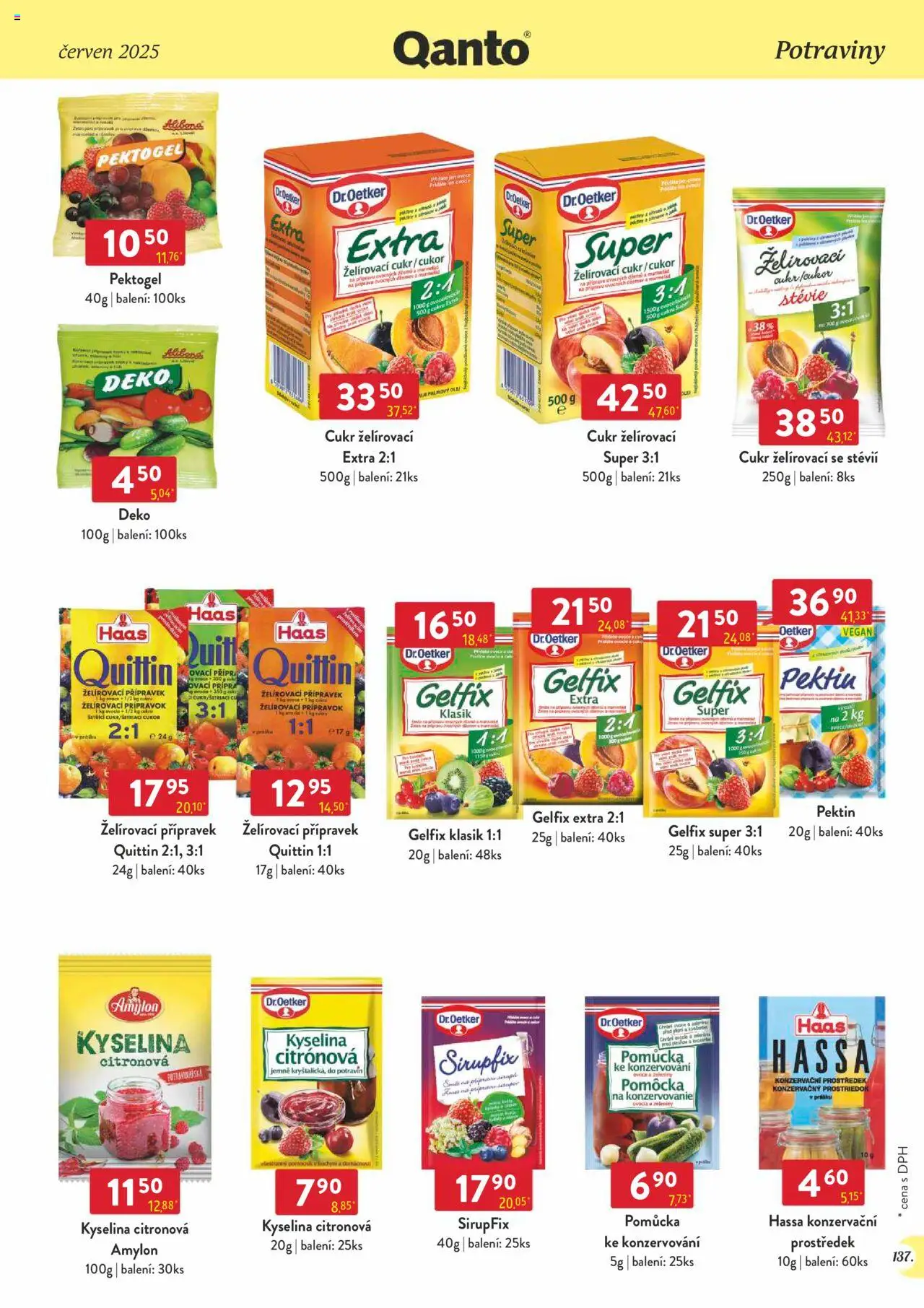 Astur & Qanto leták - Velkoobchod 06/2025 od 01.06.2025 | Strana: 137 | Produkty: Stevia, Kyselina citronová, Želírovací cukr, Gelfix Extra