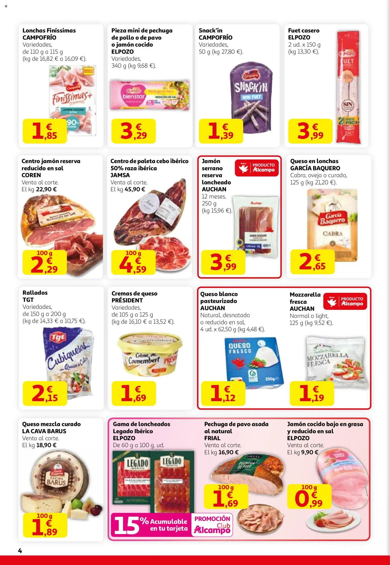 Alcampo - folleto │ válido desde el 29.01.2026 | Página: 4 | Productos: Queso, Jamón, Jamón cocido, Loncheado