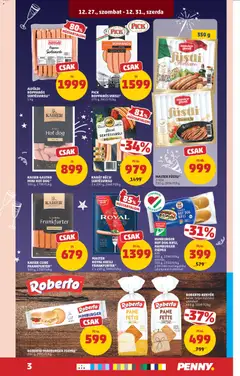 HUNBURGER HOT DOG KIFLI, HAMBURGER ZSEMLE, kifli, 250 g, 1596 Ft/kg, zsemle, 300 g, 1330 Ft/kg, a termék csomagolása üzletenként eltérhet - amely érvényes a következő dátumtól: 27.12.2025 | Oldal: 3