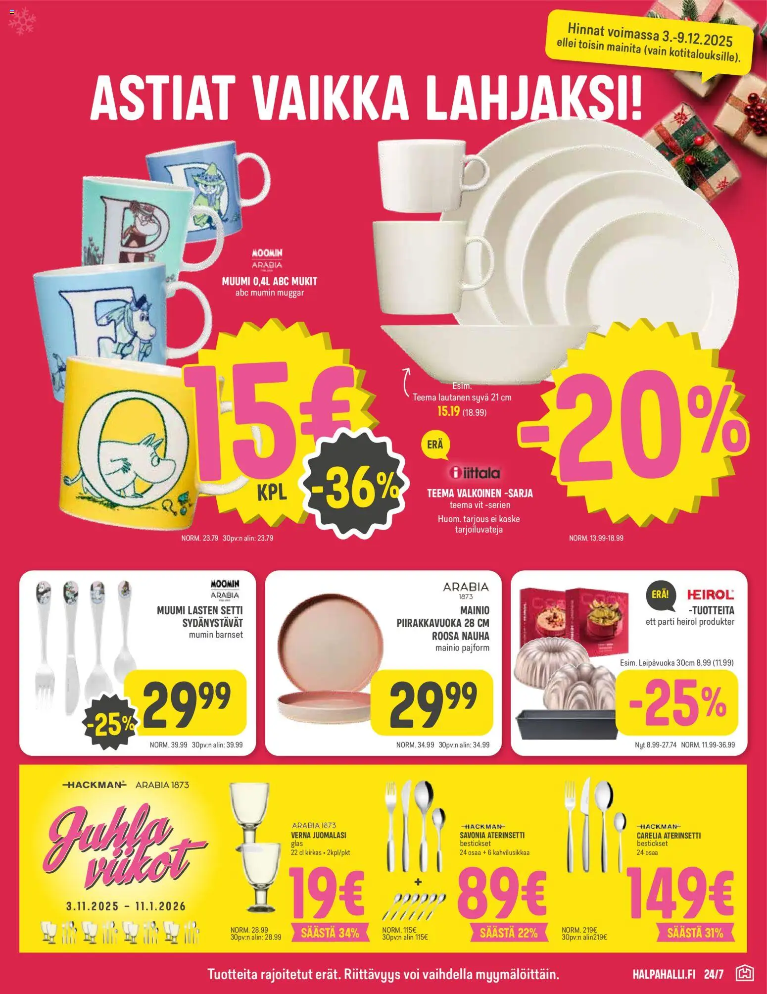 Halpa Halli tarjoukset – voimassa 03.12.2025 alkaen | Sivu: 11 | Tuotteet: Nauha, Voi, Lautanen