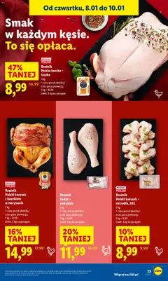 Pogląd oferty "Rzeźnik Polska kaczka - tuszka, 1 kg" - ważna od 08.01.2026 | Strona: 23 | Produkty: Kurczak, Kaczka