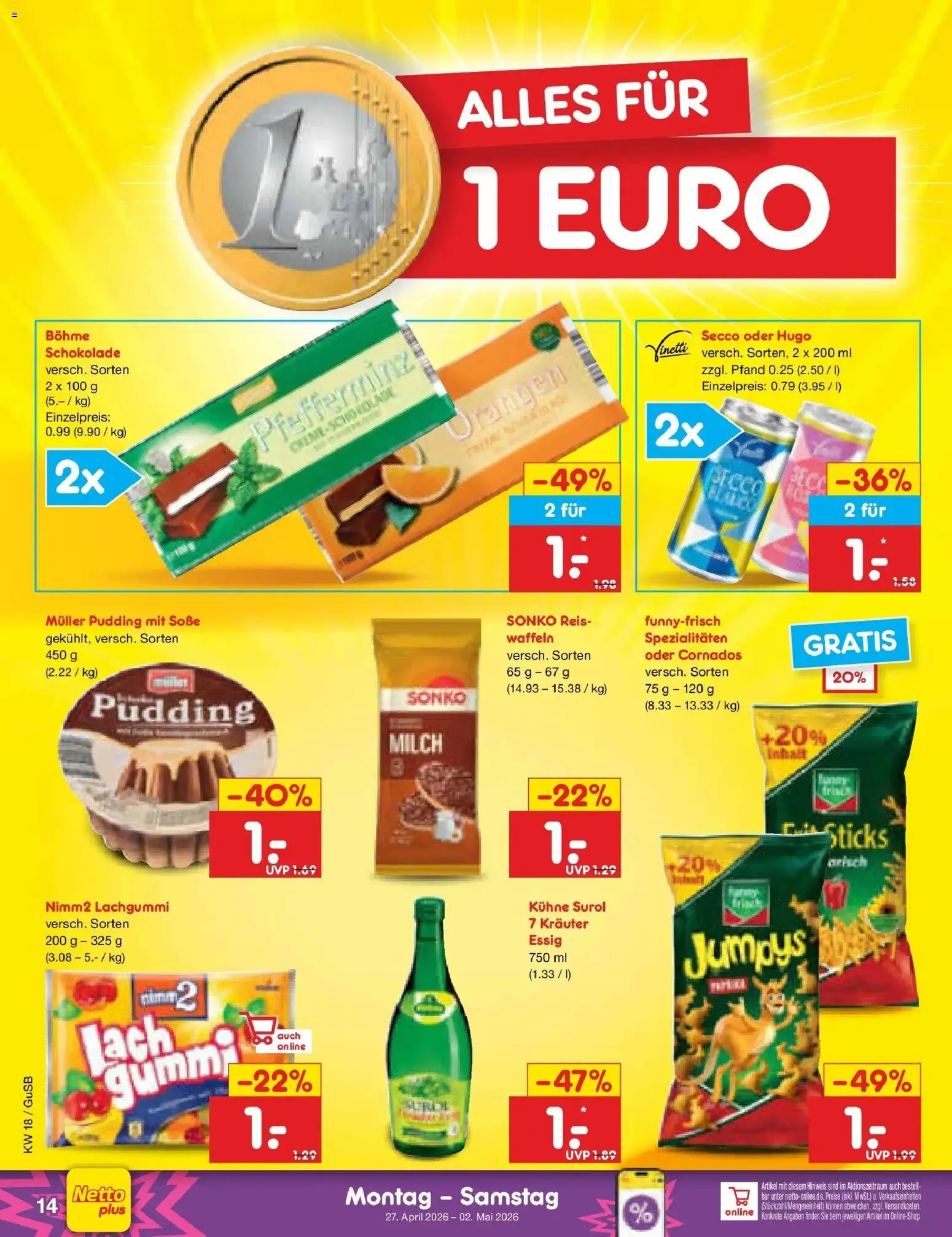 Netto Marken-Discount Prospekt Machern	 – gültig ab 27.04.2026 | Seite: 16 | Produkte: Milch, Schokolade, Orangen, Soße
