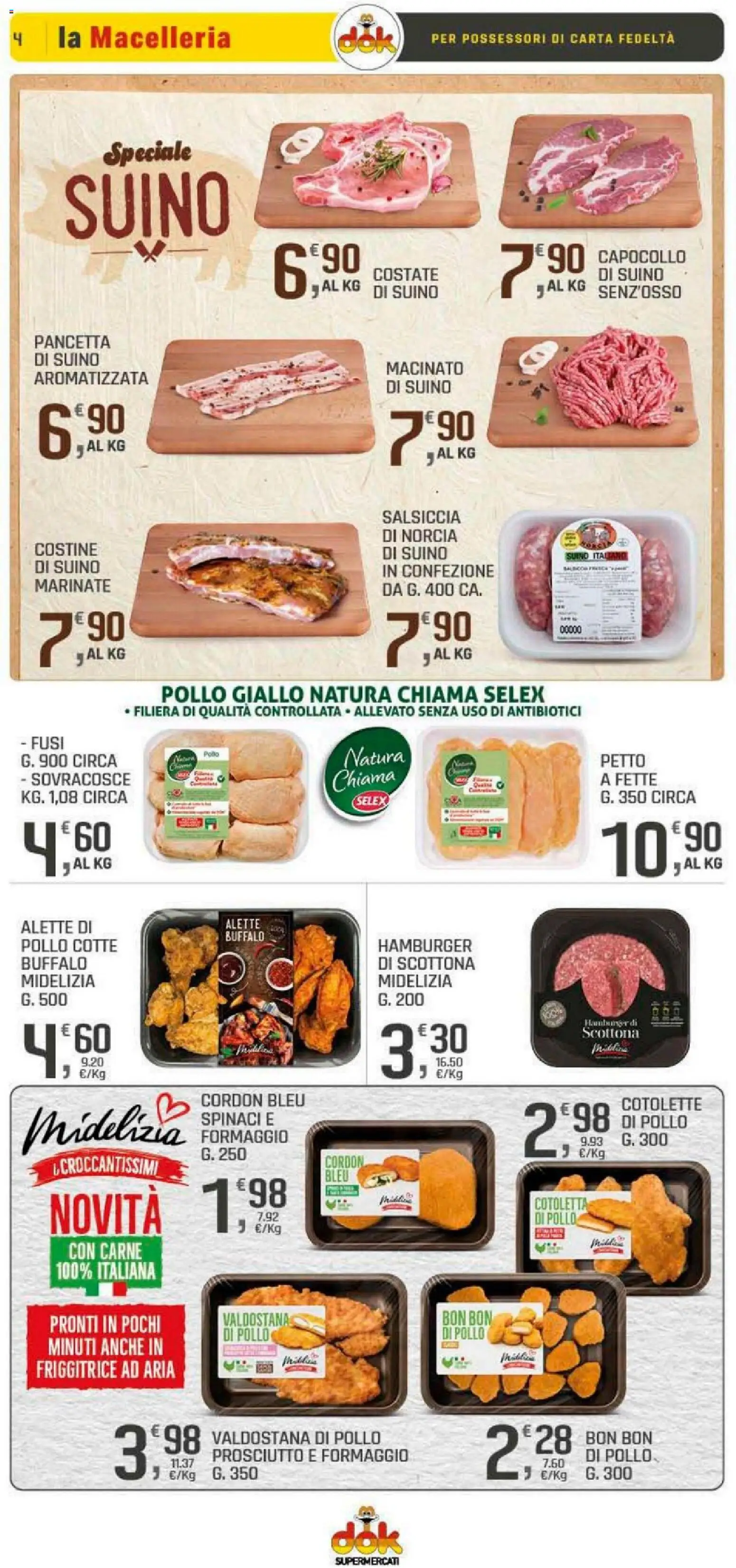 Volantino DOK del 22.01.2026 | Pagina: 4 | Prodotti: Formaggio, Spinaci, Friggitrice, Hamburger