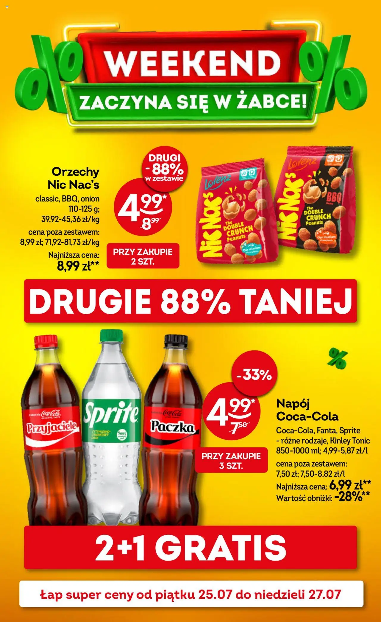 Żabka Gazetka - Weekendowe promocje od 25.07.2025 | Strona: 1 | Produkty: Sprite, Orzechy