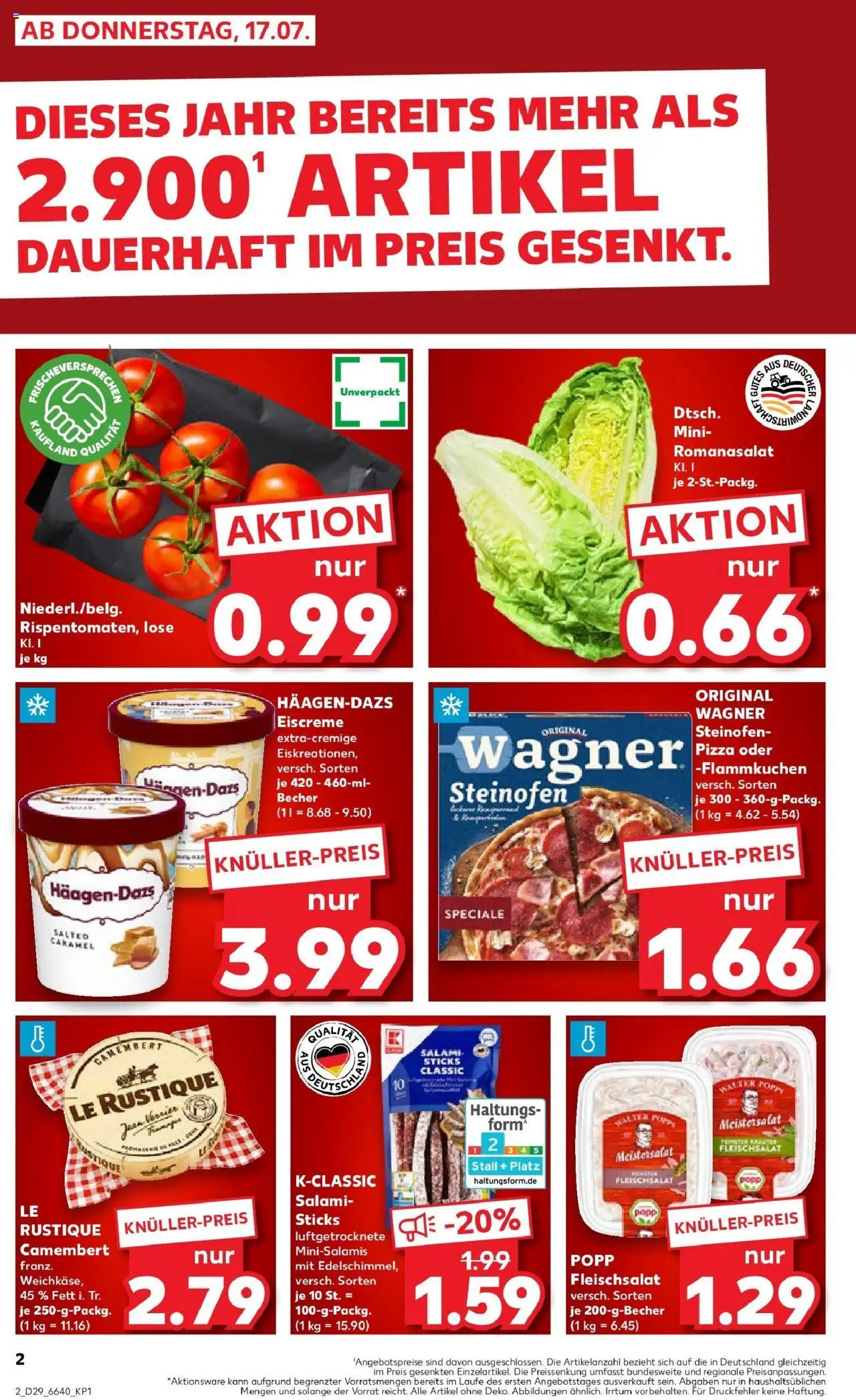 Kaufland prospekt Bad Säckingen	 - gültig ab dem 16.07.2025 | Seite: 4 | Produkte: Eiscreme, Salami, Pizza