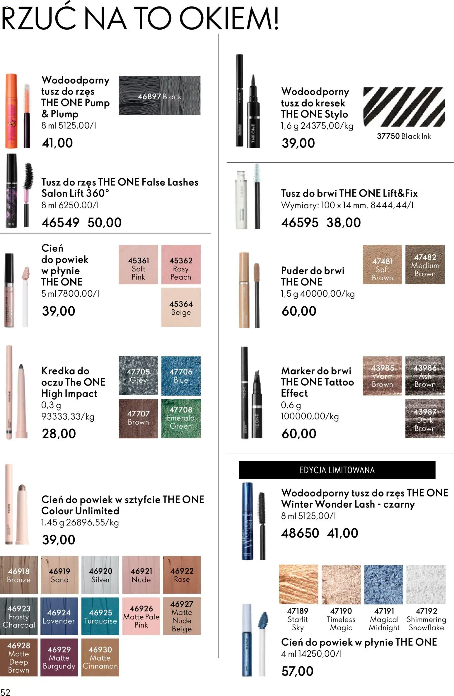 Oriflame Katalog 3 2026 od 11.02.2026 | Strona: 52 | Produkty: Puder, Tusz do rzęs