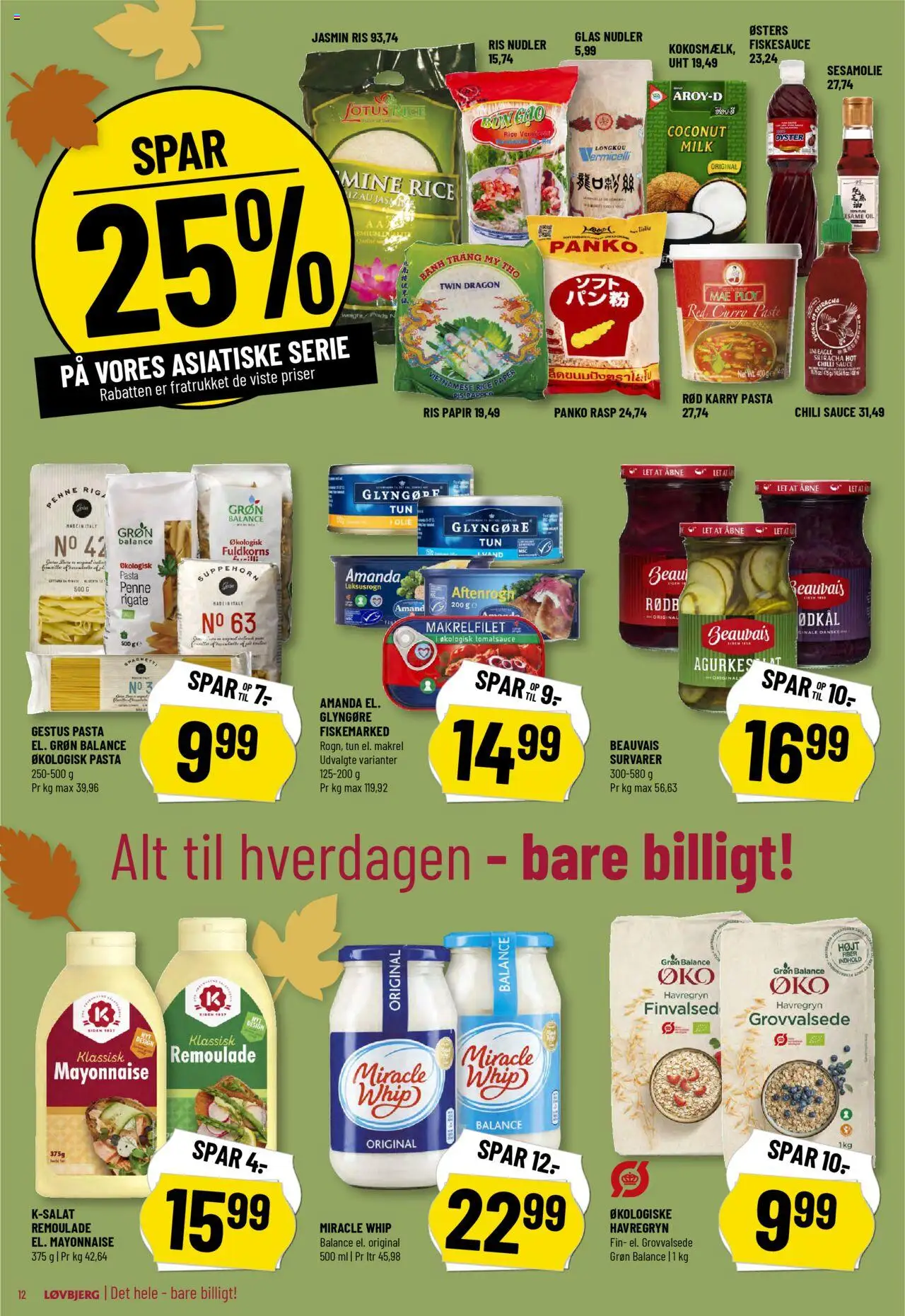 Løvbjerg tilbudsavis – gyldig fra 10.10.2025 | Side: 12 | Produkter: Karry, Nudler, Pasta, Tun