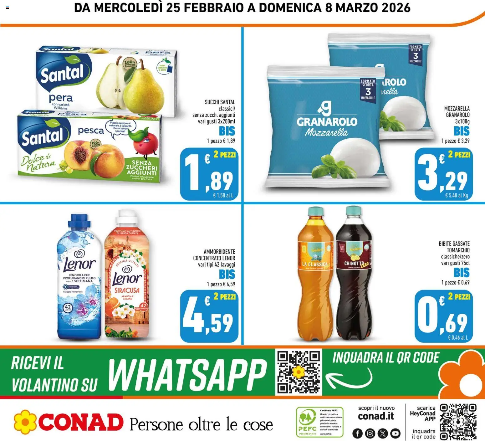 Volantino Conad del 25.02.2026 | Pagina: 24 | Prodotti: Ammorbidente, Chinotto, Bibite, Lenzuola