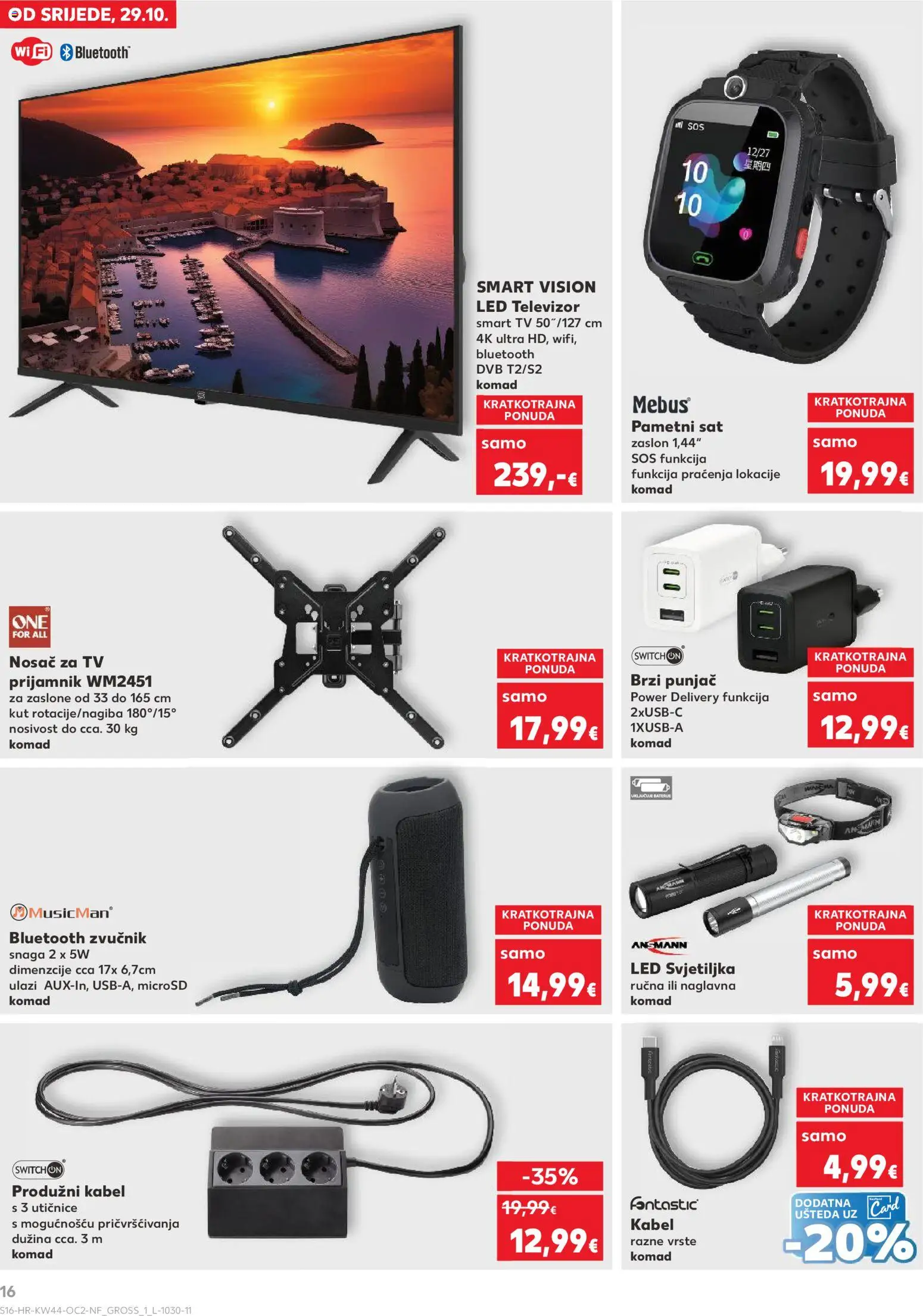 Kaufland katalog | vrijedi od 29.10.2025 | Stranica: 16 | Proizvodi: Smartwatch, Svjetiljka, Baterije, Kabel