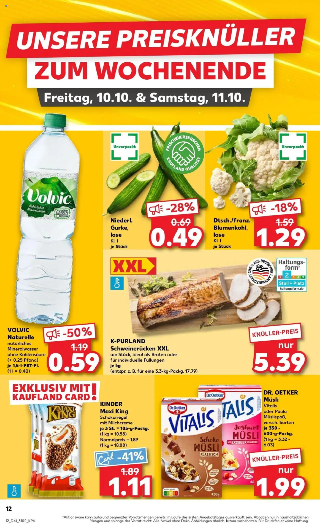 Kaufland prospekt Taucha	 – gültig ab 09.10.2025 | Seite: 12 | Produkte: Musli, Joghurt, Blumenkohl, Volvic