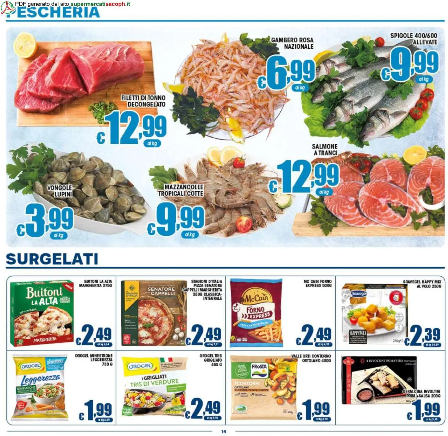 Volantino Sacoph del 29.04.2026 | Pagina: 14 | Prodotti: Minestrone, Salmone, Verdure, Tonno