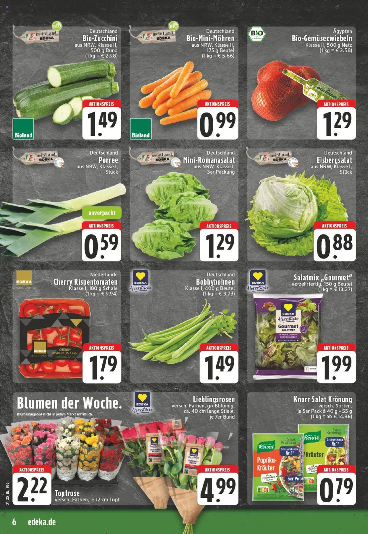 Edeka prospekt Bergheim	 - gültig ab dem 27.07.2025 | Seite: 6 | Produkte: Blumen, Paprika, Zucchini, Salat