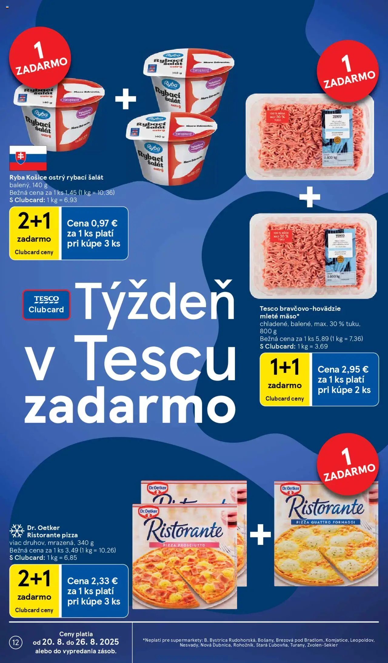 Tesco Supermarket - leták │ platný od 20.08.2025 | Strana: 12 | Produkty: Pizza, Ryba, Šalát