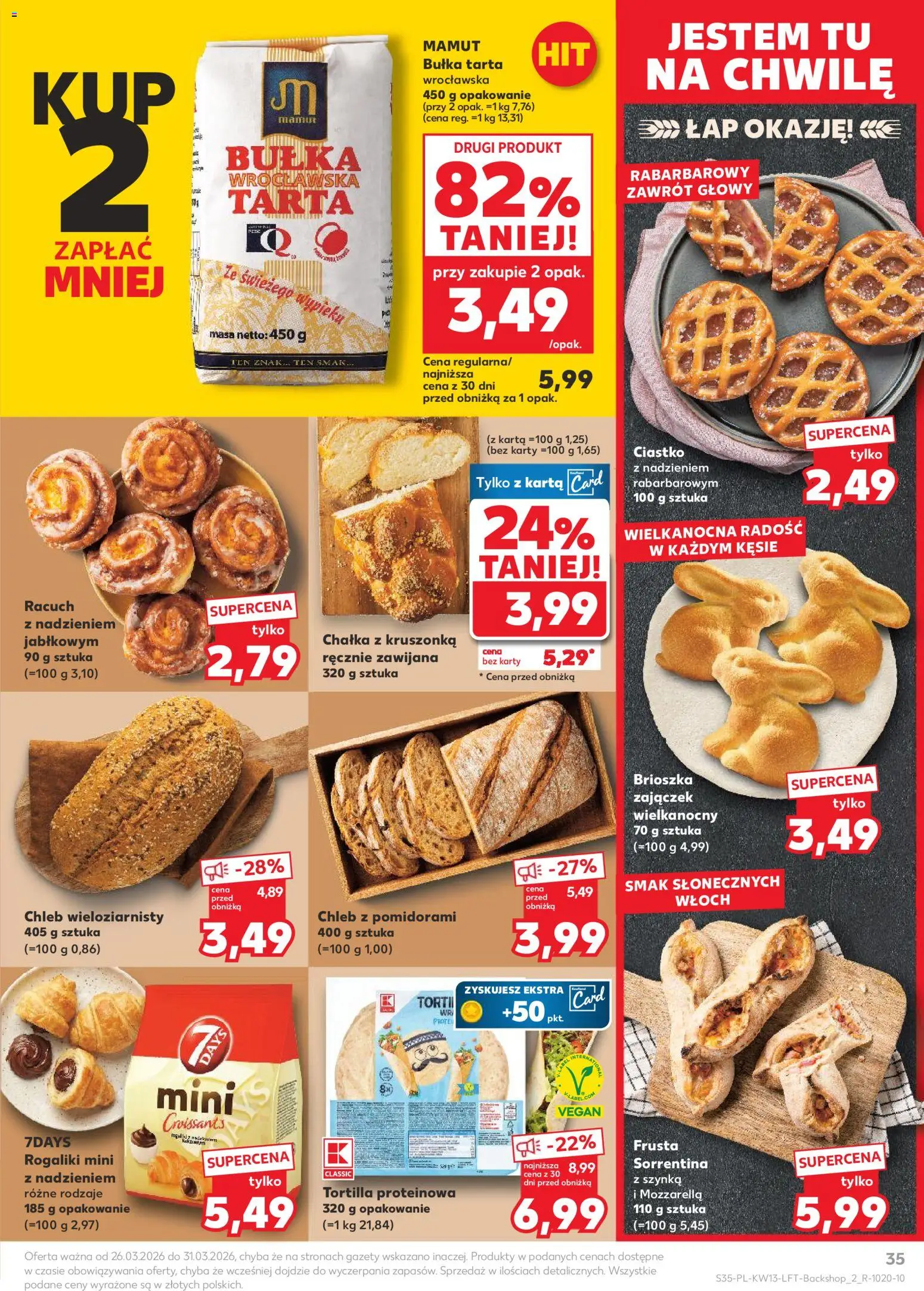 Kaufland Polsko leták od 26.03.2026 | Strana: 35 | Produkty: Chléb, Tortilla, Karty, Mozzarella