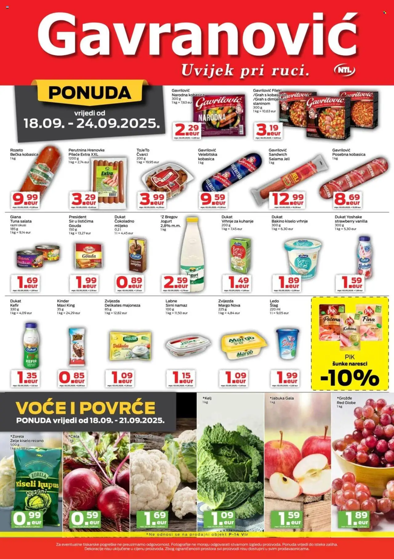 Gavranović katalog | vrijedi od 18.09.2025 | Stranica: 2 | Proizvodi: Čvarci, Mlijeko, Voće, Gouda