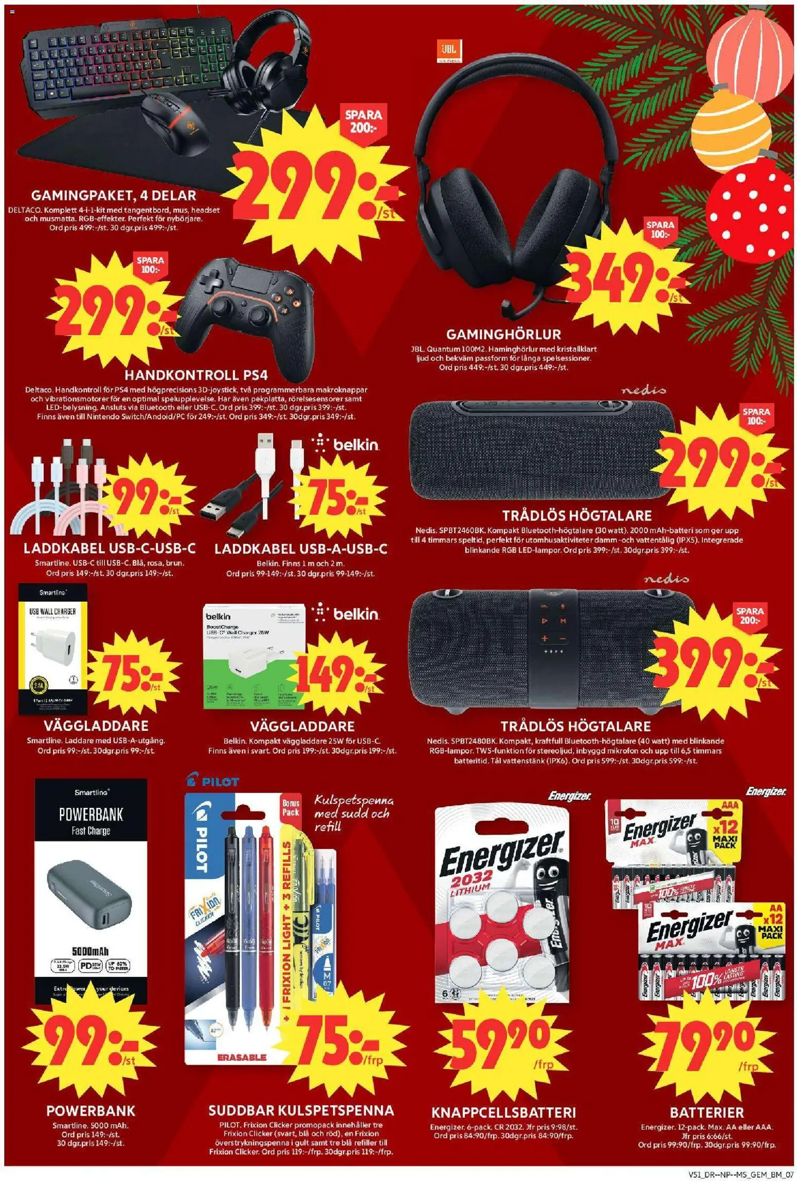 ICA Maxi reklamblad aktuell från 15.12.2025 | Sida: 13 | Produkter: Bluetooth-högtalare, Laddare, USB, Överstrykningspenna