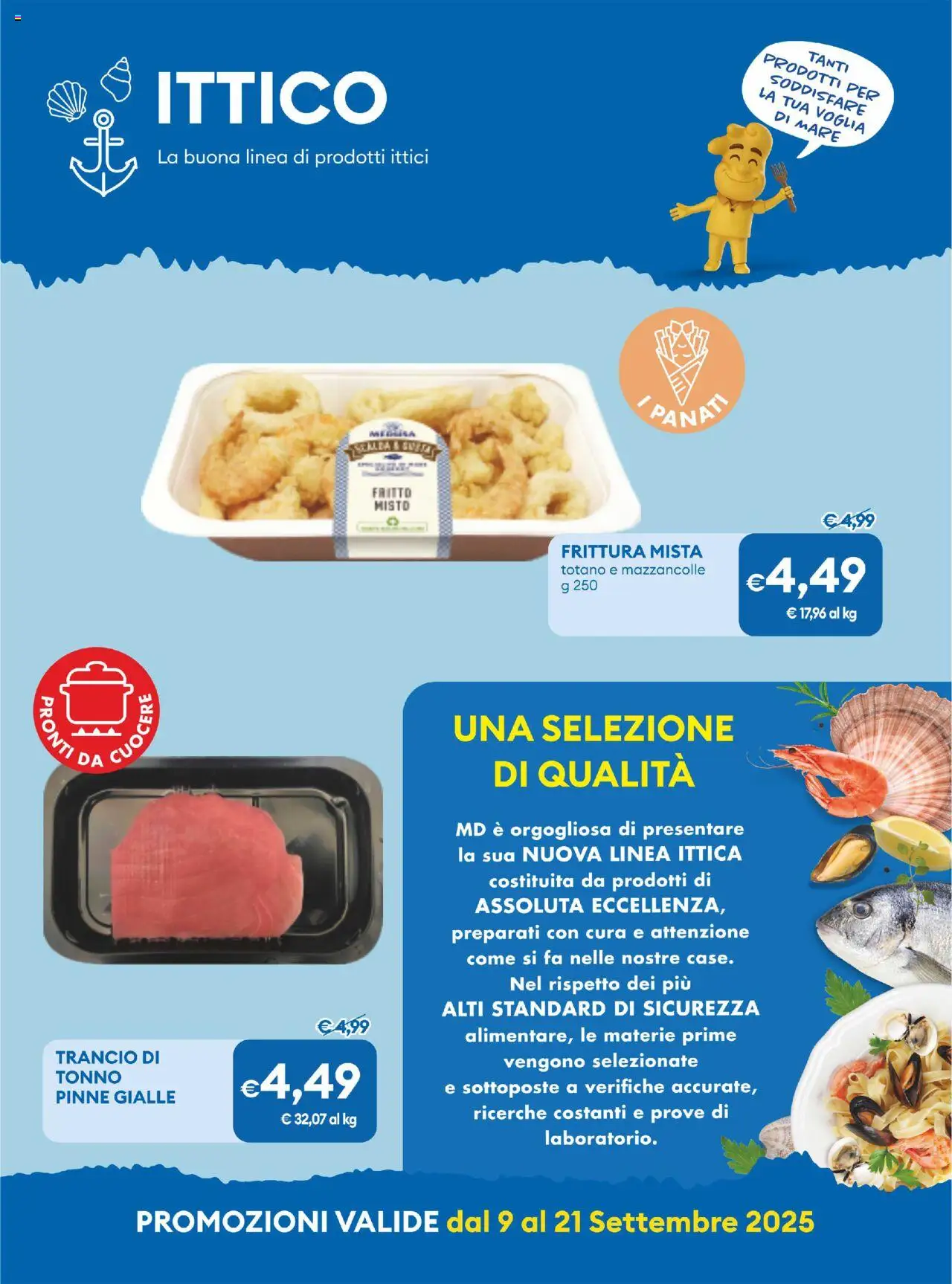 Volantino MD Discount del 09.09.2025 | Pagina: 9 | Prodotti: Mazzancolle, Pinne, Tonno, Totano