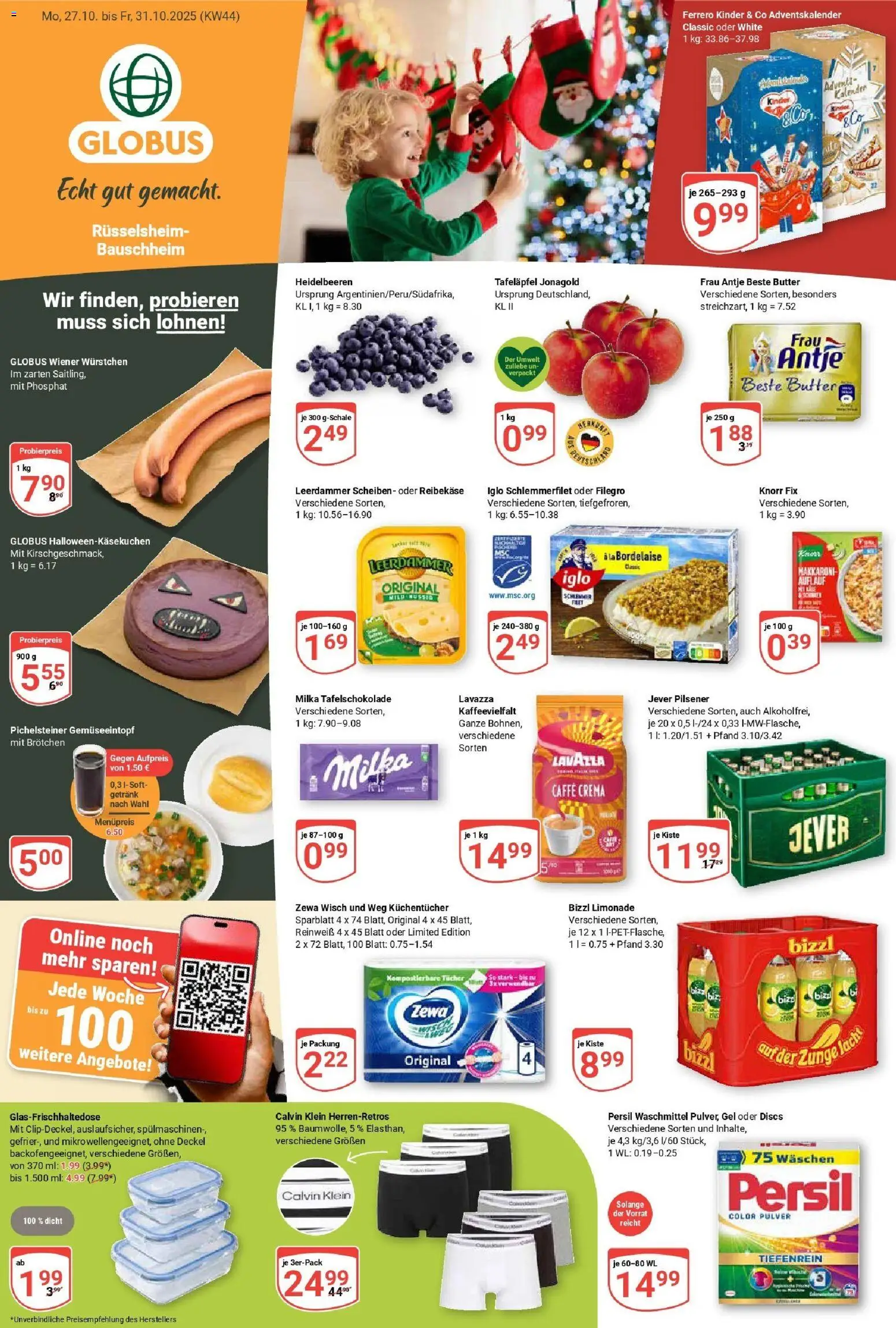 Globus prospekt Rüsselsheim	 – gültig ab 26.10.2025 | Seite: 1 | Produkte: Wiener wurstchen, Iglo, Limonade, Reibekase