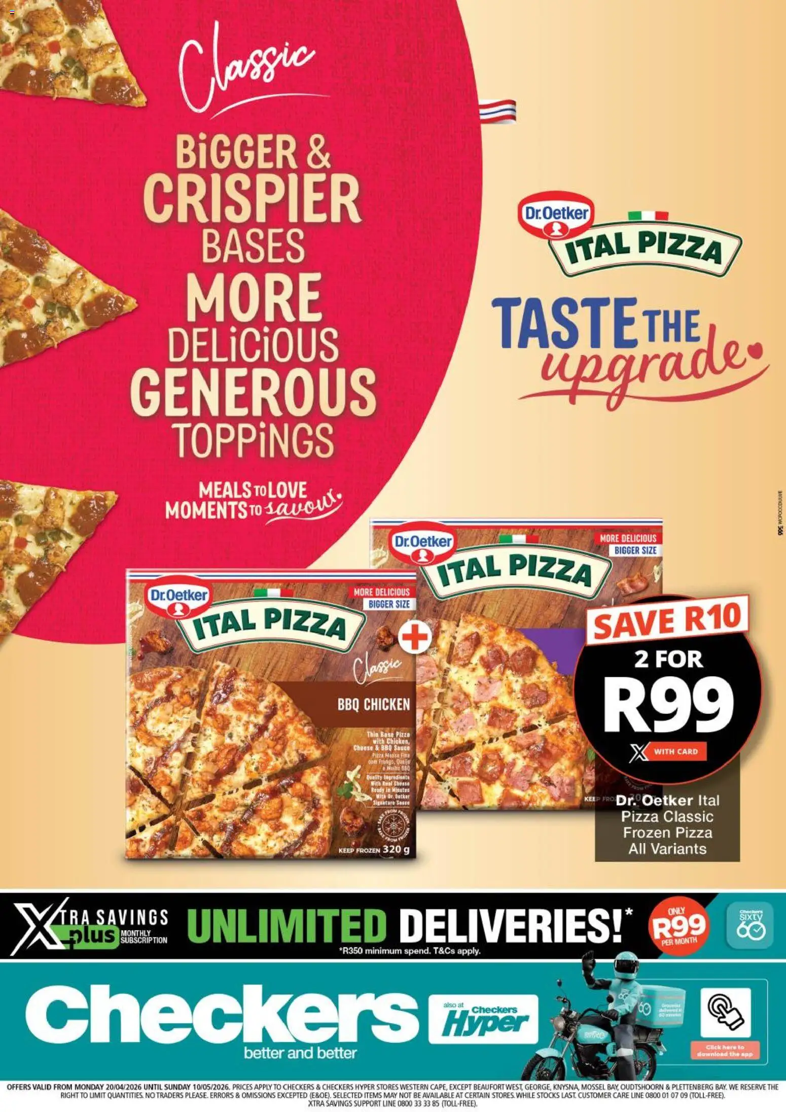 New Checkers catalogue – valid from 20.04.2026 | Page: 1 | Products: Cheese, Pizza, Chicken, Sauce