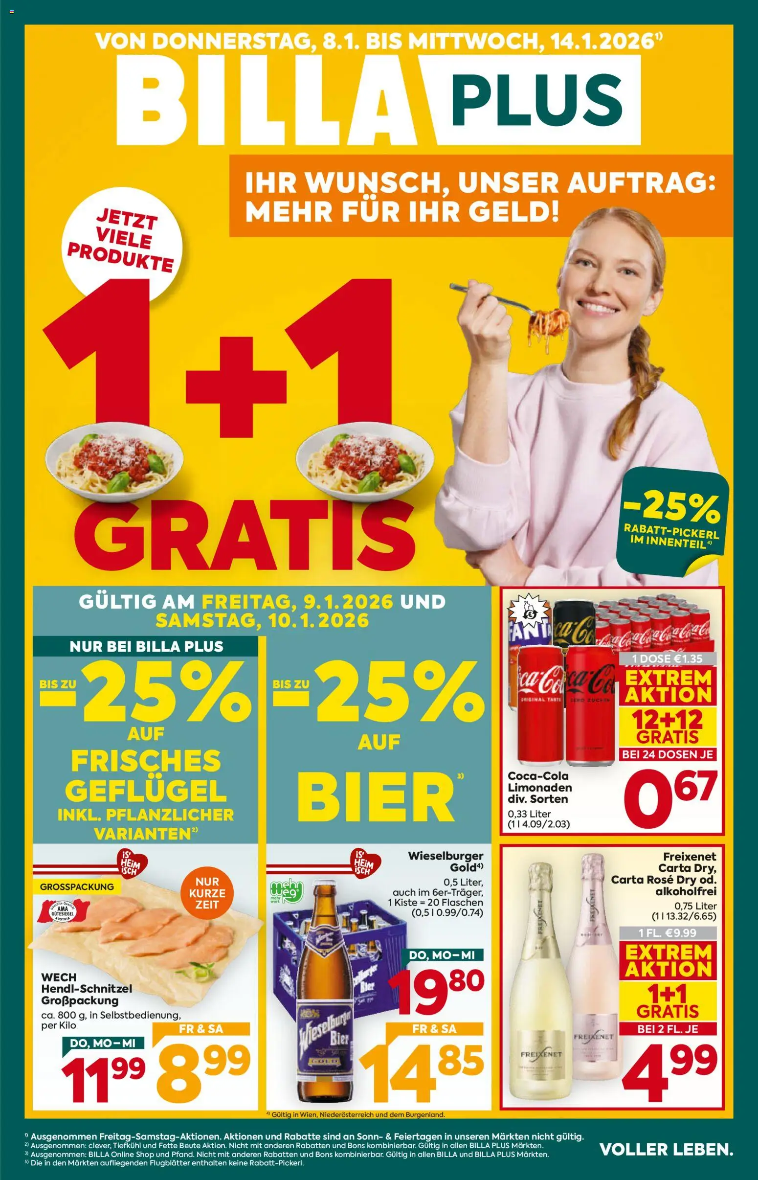 Billa Plus Flugblatt gültig ab 08.01.2026 | Seite: 1 | Produkte: Bier