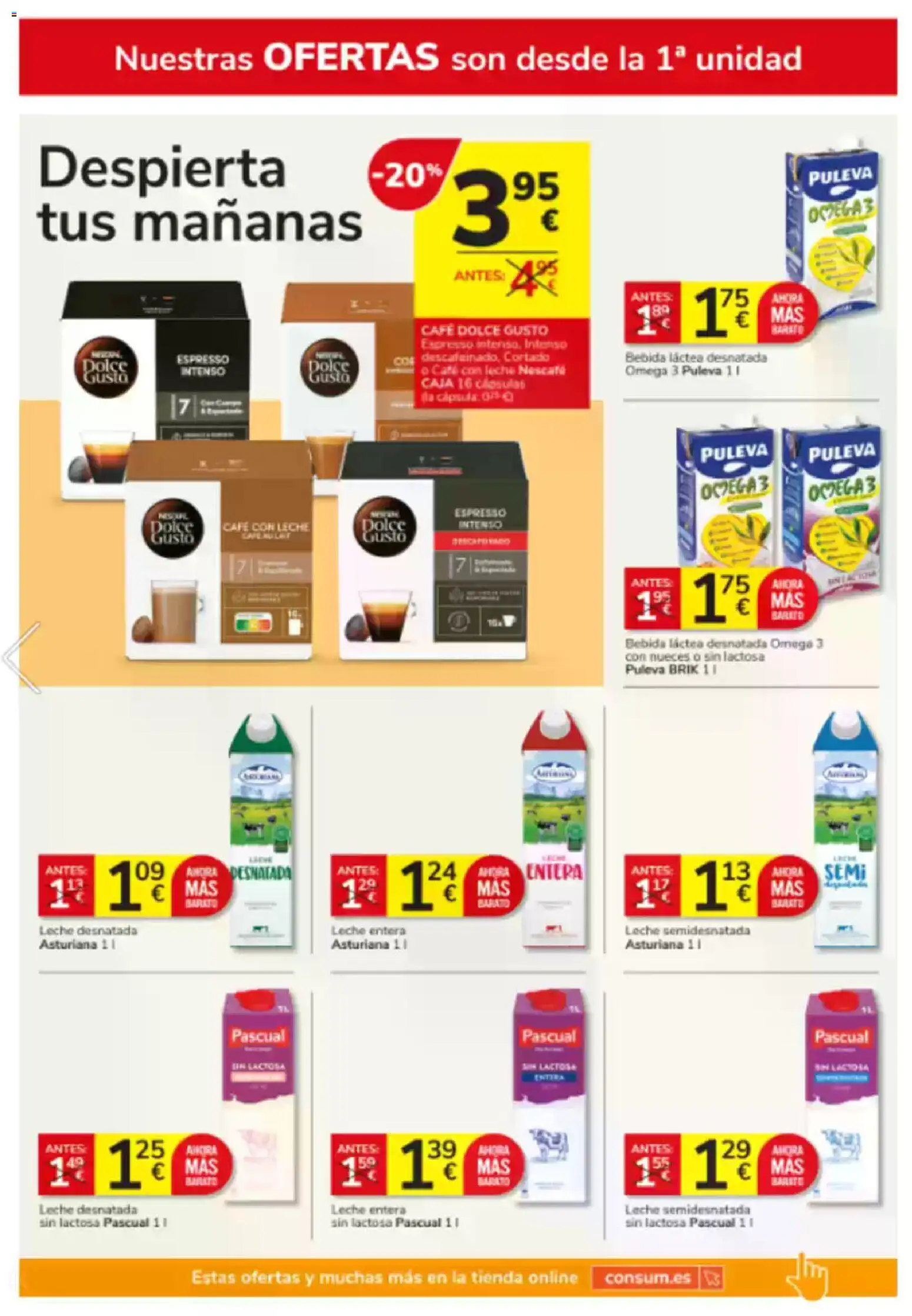 Consum folleto │ válido desde el 26.02.2026 | Página: 2 | Productos: Leche desnatada, Δοχείο φοντί, Leche, Café