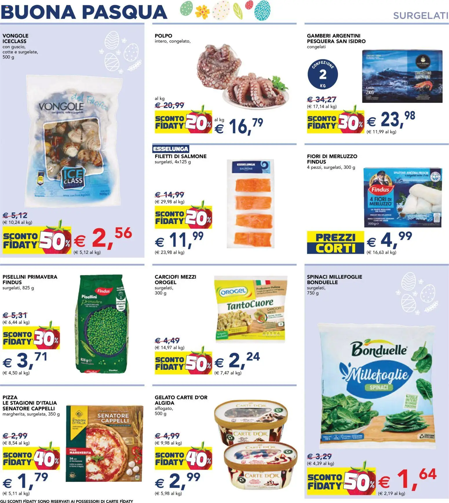 Volantino Esselunga S del 23.03.2026 | Pagina: 12 | Prodotti: Salmone, Merluzzo, Gamberi, Gelato