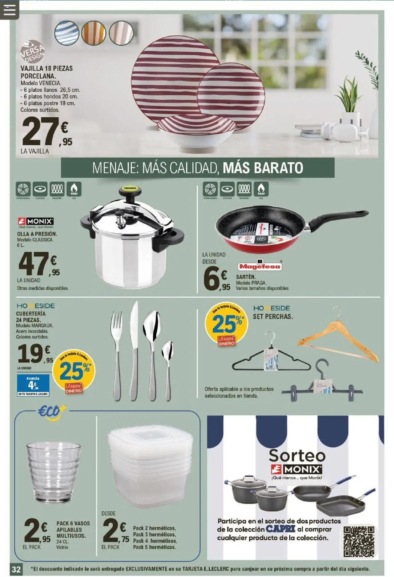 E.Leclerc folleto │ válido desde el 10.09.2025 | Página: 32 | Productos: Vasos, Βρεφικό κρεβάτι, Cubertería