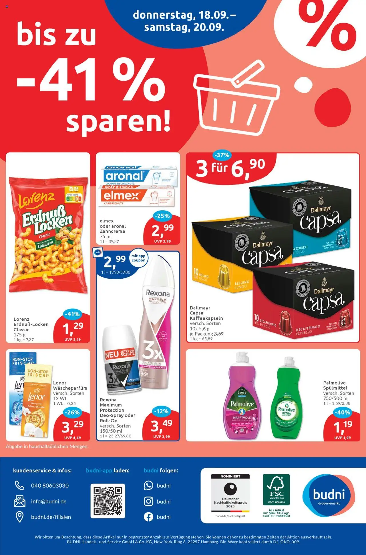 Budni Prospekt 	 – gültig ab 15.09.2025 | Seite: 8 | Produkte: Lenor, Dallmayr, Deospray
