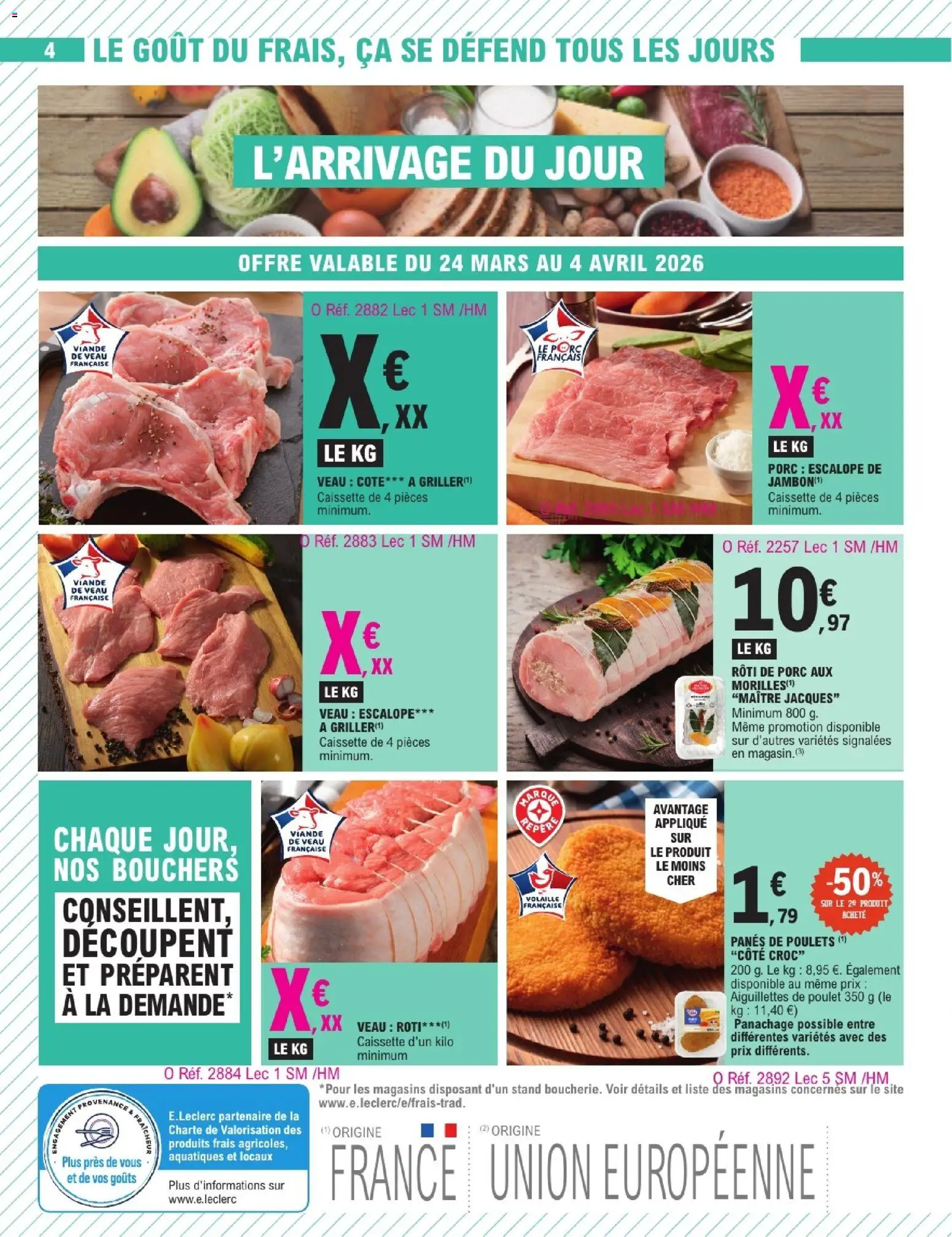{H1} | Page: 4 | Produits: Volaille, Veau roti, Viande, Porc