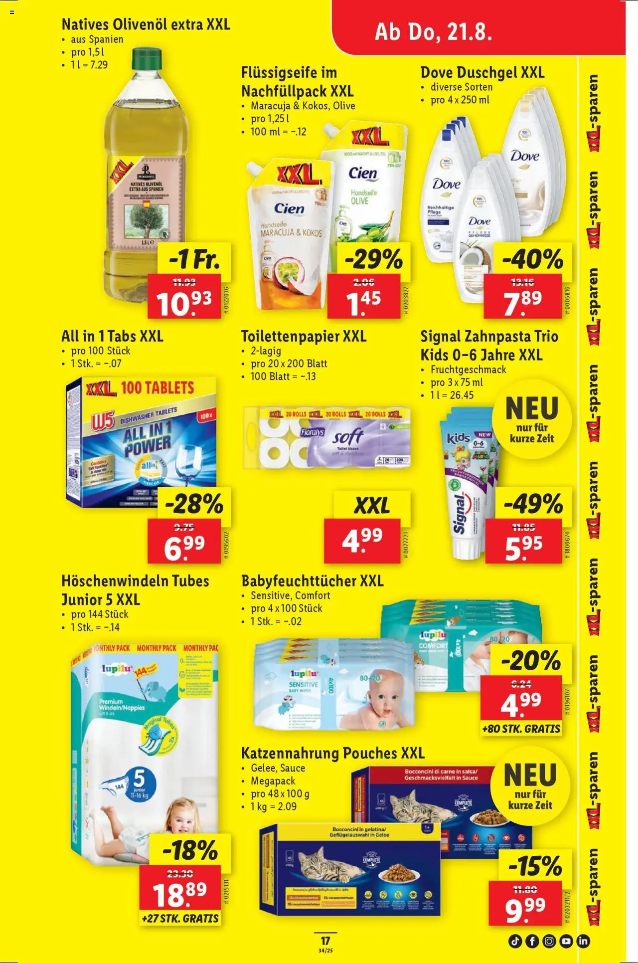 Lidl Aktionen ab 21.08.2025 | Seite: 19 | Produkte: Duschgel, Zahnpasta, Toilettenpapier
