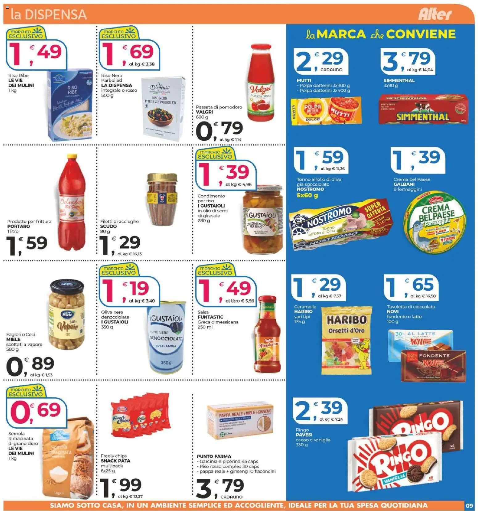 Volantino Alter Discount del 09.04.2026 | Pagina: 9 | Prodotti: Ceci, Latte, Olive, Passata di pomodoro