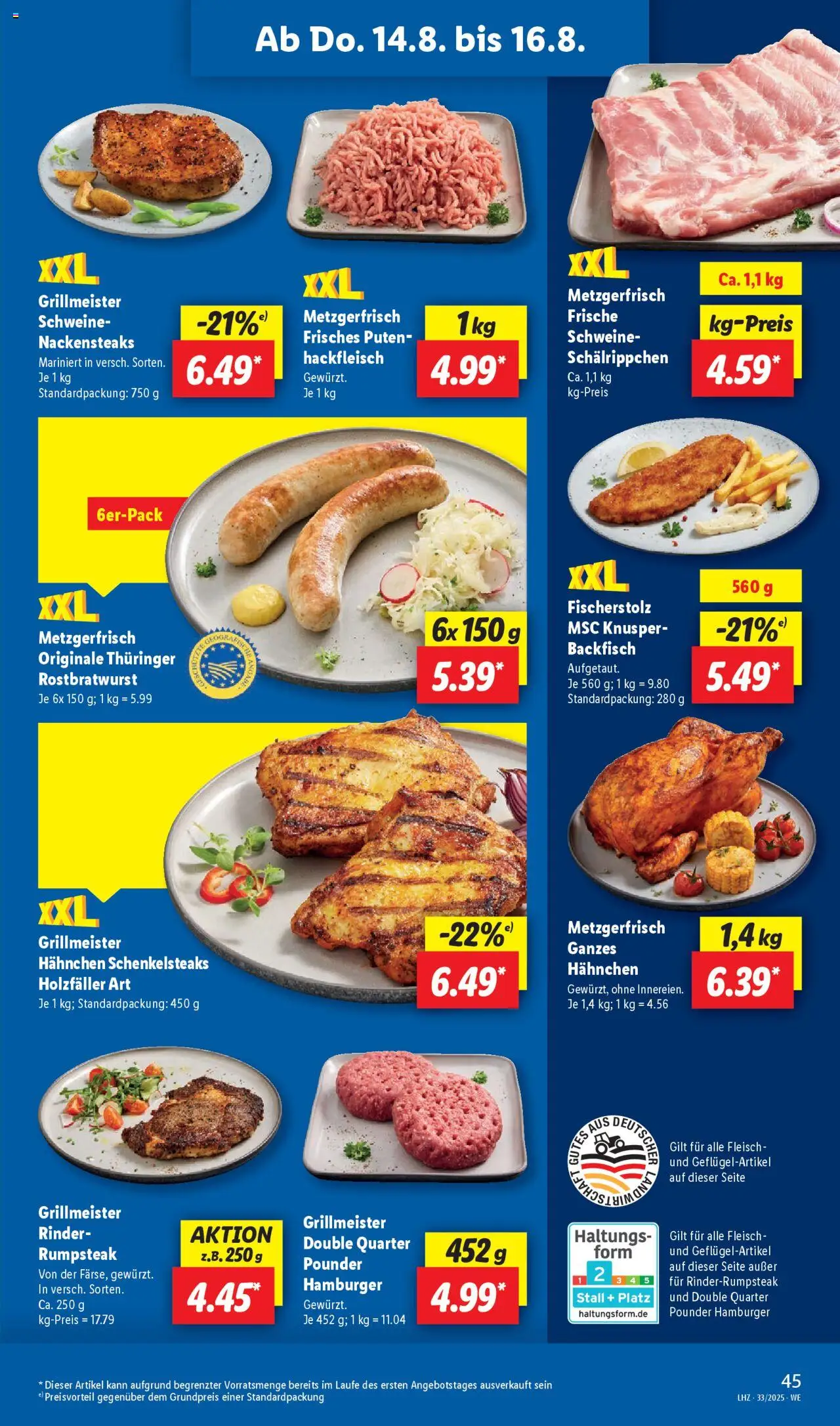 Lidl Prospekt Trier - gültig ab dem 11.08.2025 | Seite: 63 | Produkte: Nackensteaks, Rumpsteak, Hahnchen, Hackfleisch