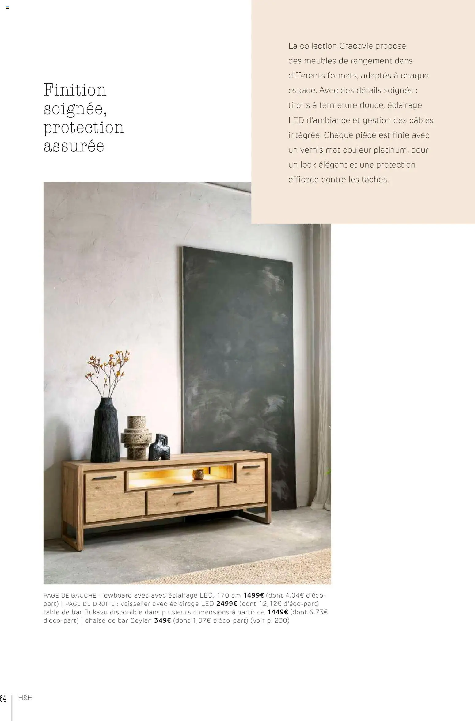 {H1} | Page: 64 | Produits: Table, Chaise, Tiroirs, Chaise de bar