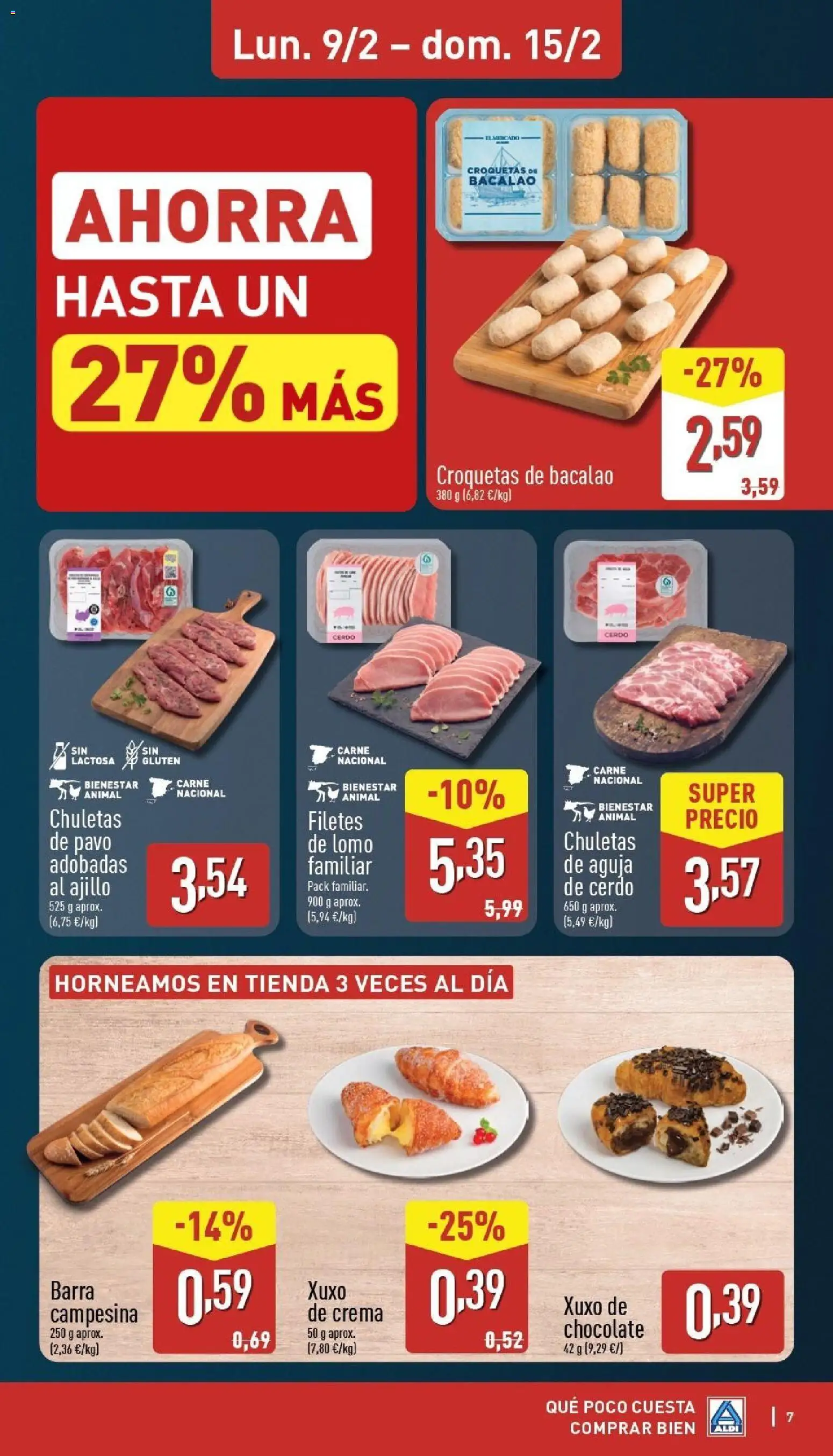 Aldi folleto Península │ válido desde el 09.02.2026 | Página: 7 | Productos: Chocolate, Cerdo, Crema, Croquetas