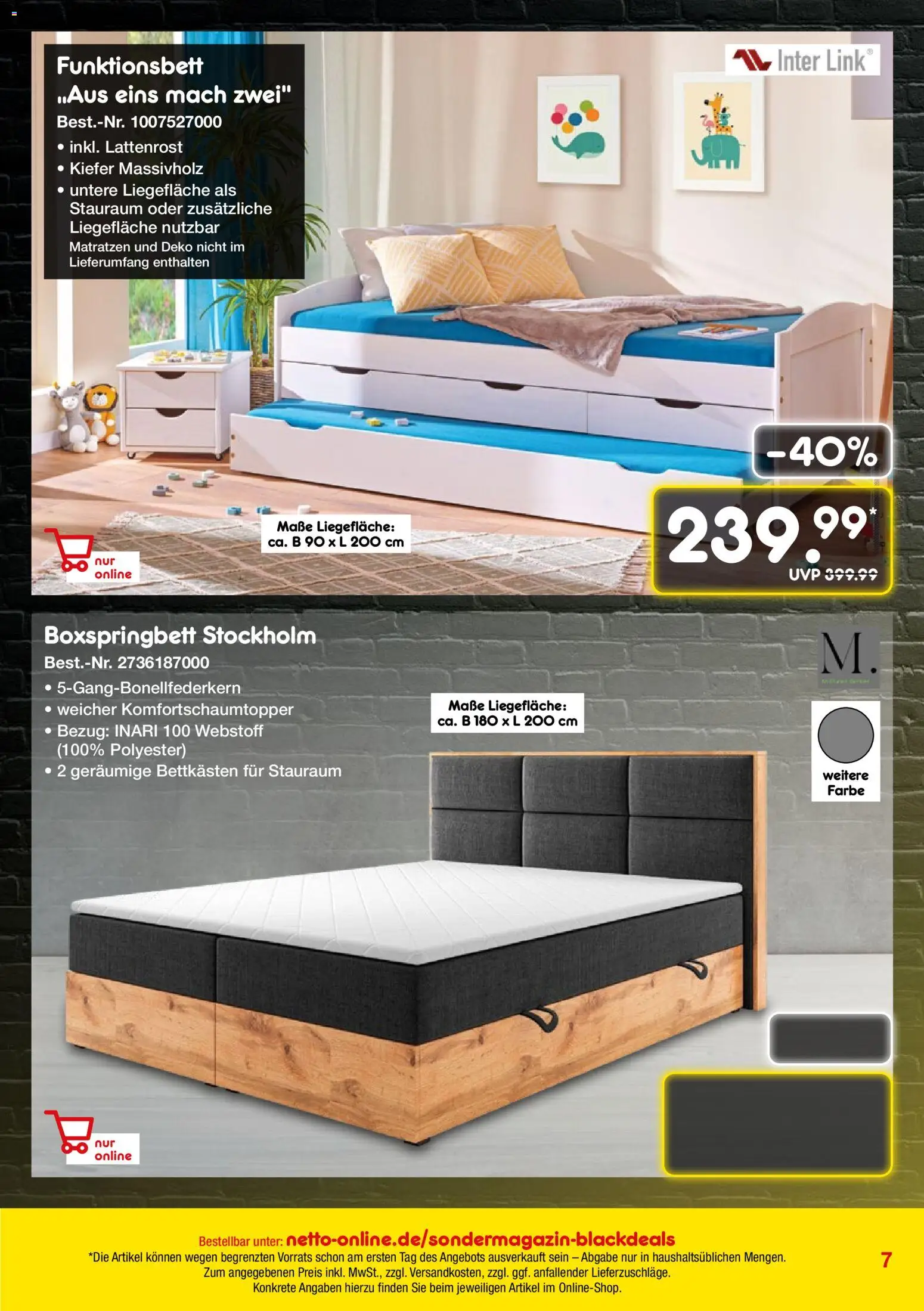 Netto Marken-Discount - Black Friday – gültig ab 20.11.2025 | Seite: 7 | Produkte: Lattenrost, Boxspringbett