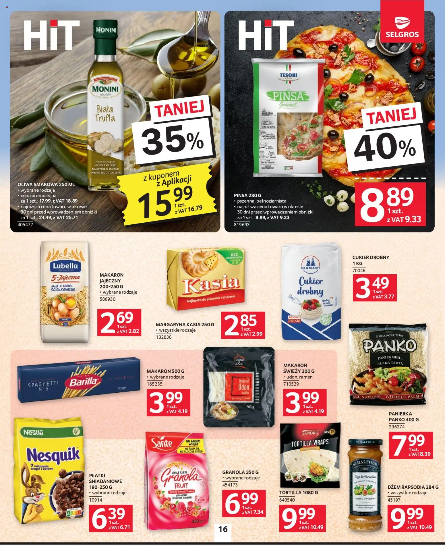 Selgros cash&carry gazetka od 09.04.2026 | Strona: 16 | Produkty: Bułka tarta, Dżem, Makaron, Cukier