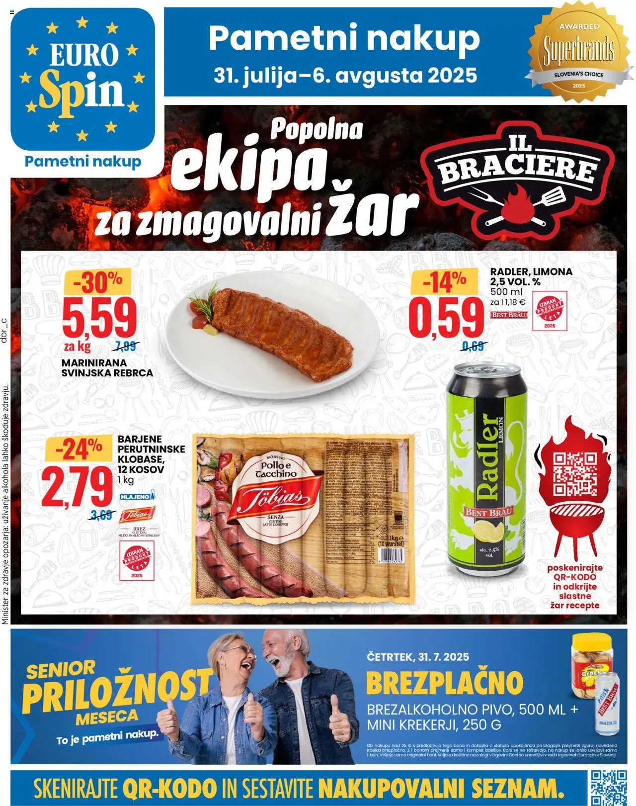 Eurospin katalog │ velja od 31.07.2025 | Stran: 1 | Izdelki: Rebrca, Zar, Limona, Klobase