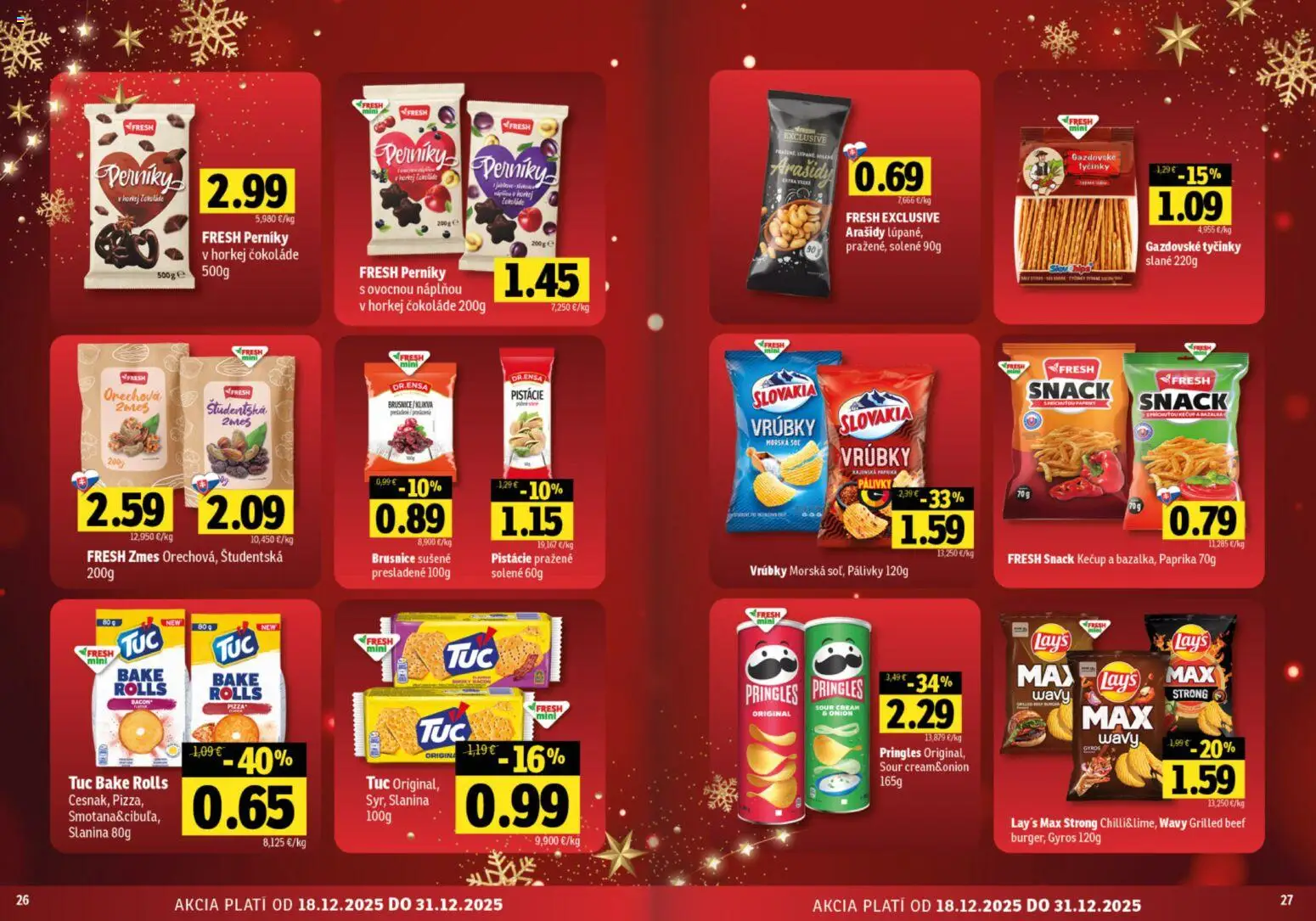 Nové Fresh akcie – leták je platný od 18.12.2025 | Strana: 14 | Produkty: Pringles, Kečup, Arašidy, Pistácie