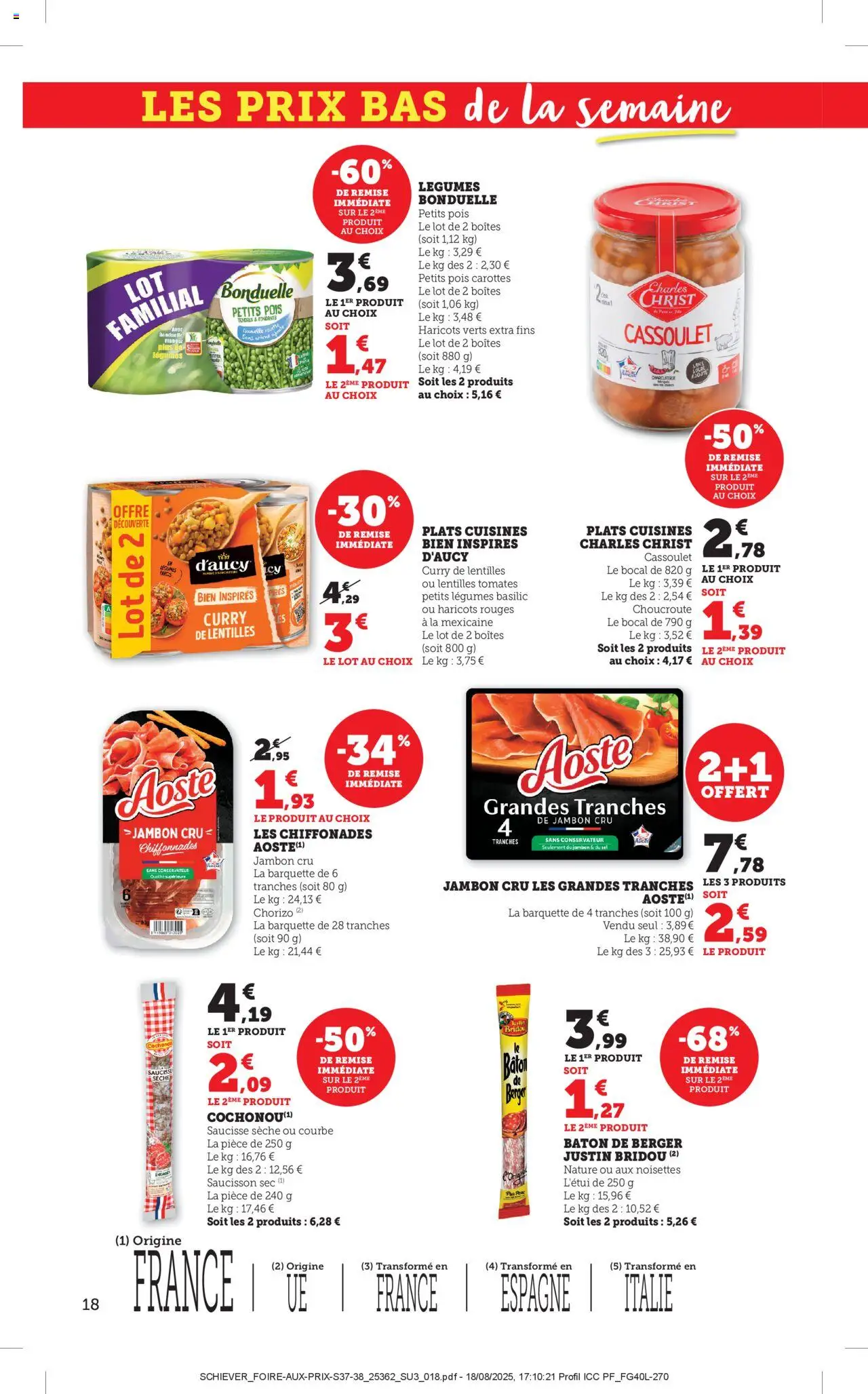  | Page: 18 | Produits: Carottes, Saucisson, Jambon Cru, Tomates