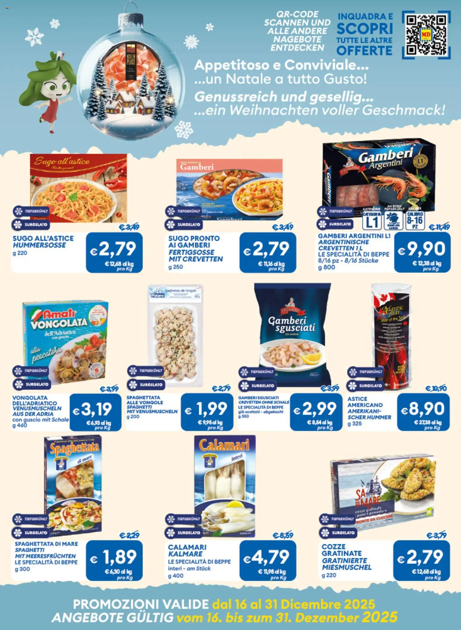 Volantino MD Discount del 16.12.2025 | Pagina: 9 | Prodotti: Cozze, Vongole, Astice, Sugo