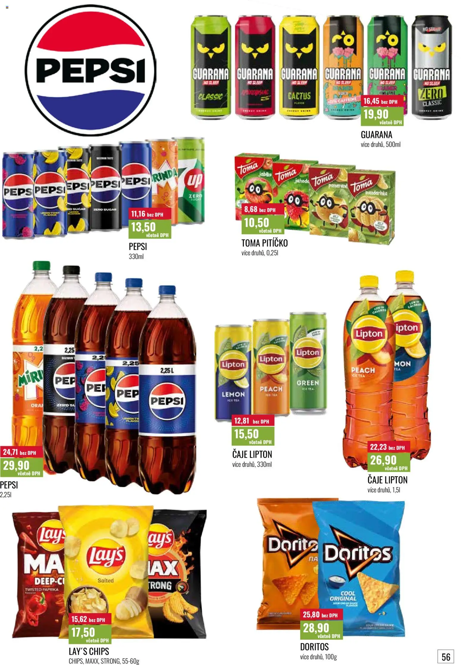 Ratio leták od 01.03.2026 | Strana: 56 | Produkty: Pepsi, Paprika, Čaje, Lay's