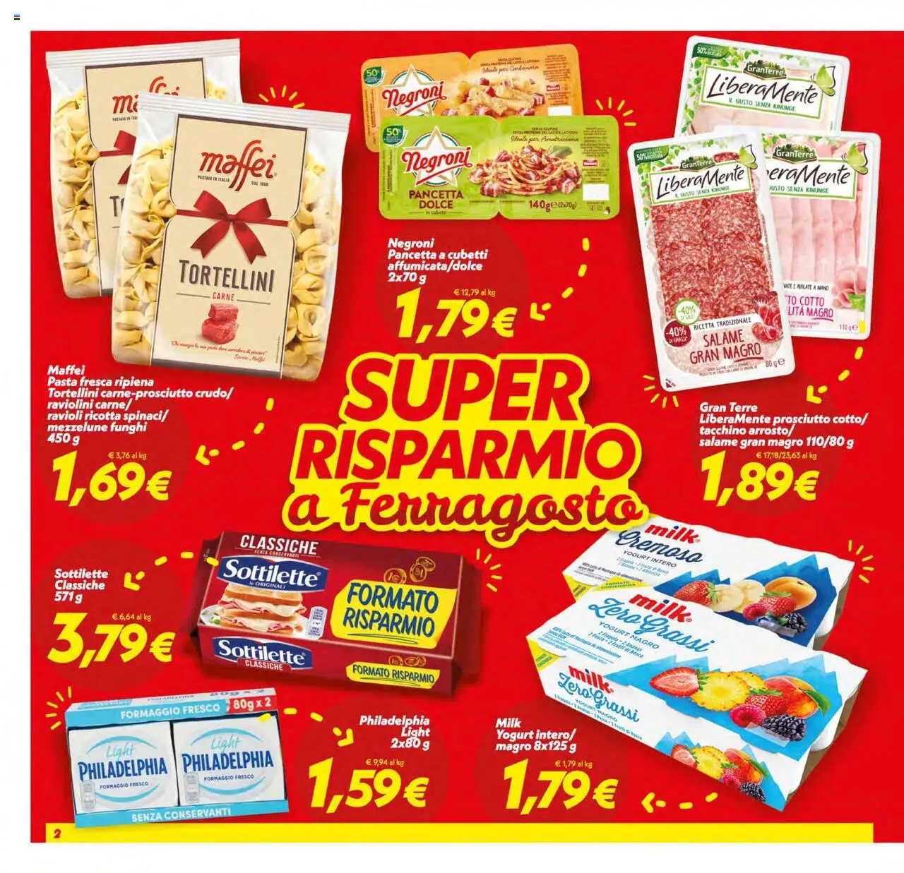 Volantino SuperConveniente del 12.08.2025 | Pagina: 2 | Prodotti: Pesca, Ananas, Ravioli, Ricotta